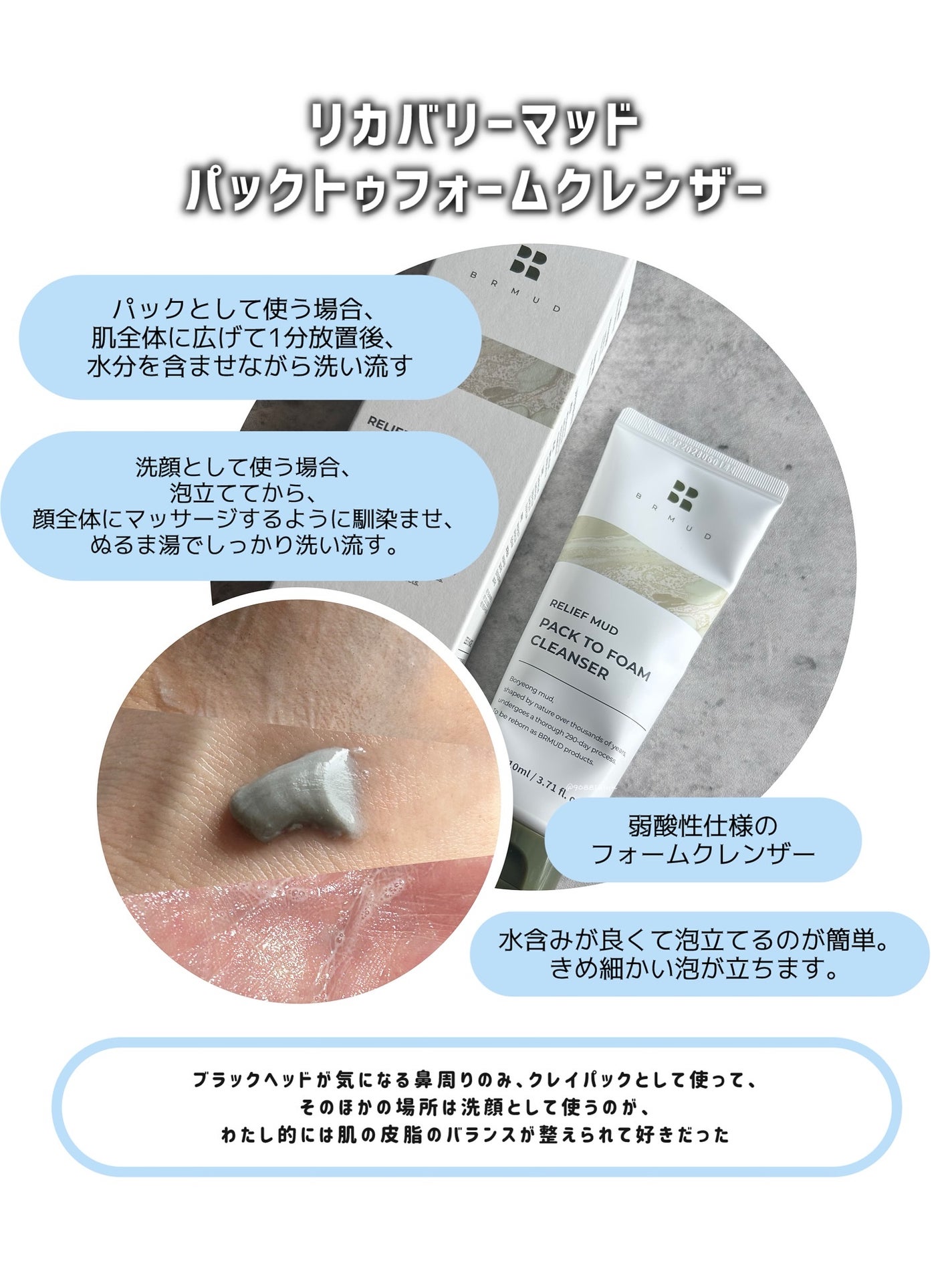 リカバリーマッドバックツーフォームクレンザー/BRMUD/洗顔フォームを使ったクチコミ(4枚目)