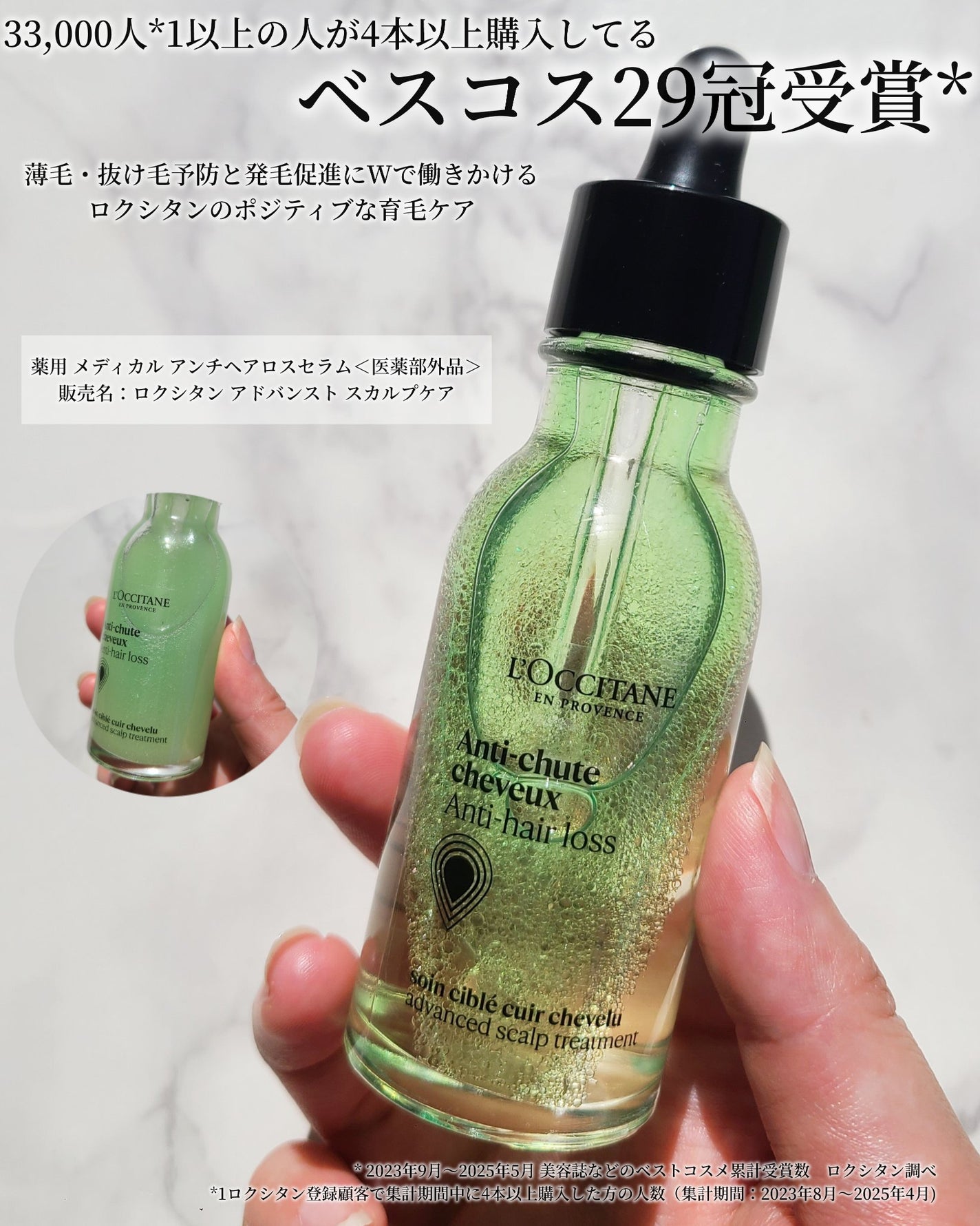 薬用 メディカル アンチヘアロスセラム/L'OCCITANE/頭皮ローションを使ったクチコミ(1枚目)