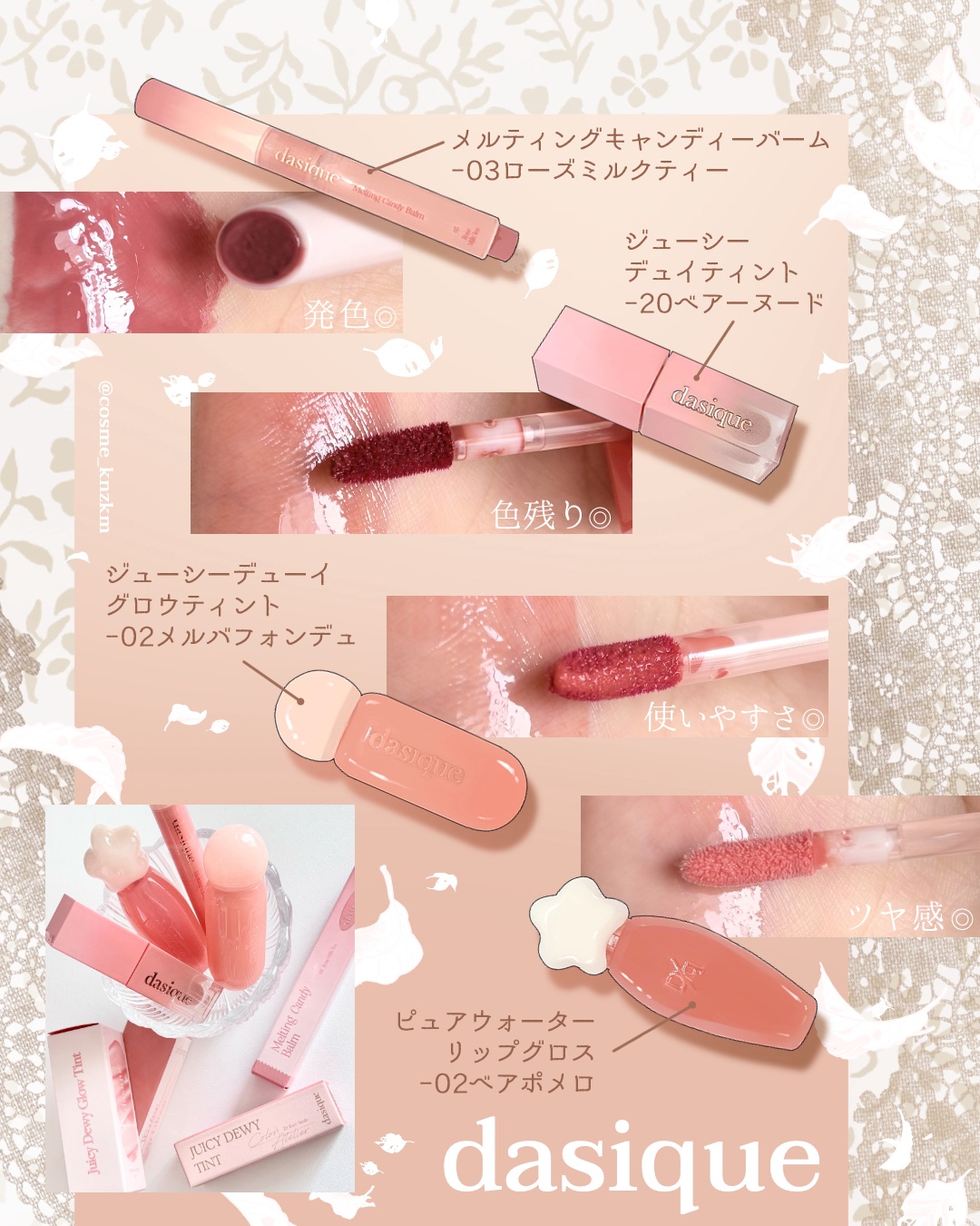 ジューシーデュイティント 20 ベアーヌード/dasique/リップティントを使ったクチコミ（2枚目）