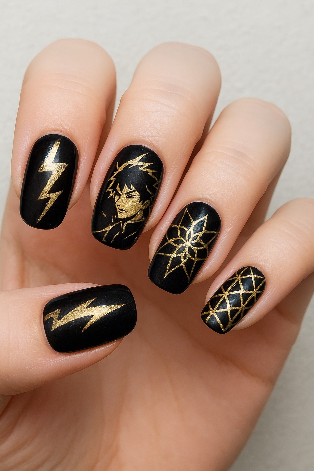 #獪岳ネイル,#鬼滅の刃ネイル,#推し活ネイル,#痛ネイル,#アニメネイル,#海映えラメネイルのネイルデザイン