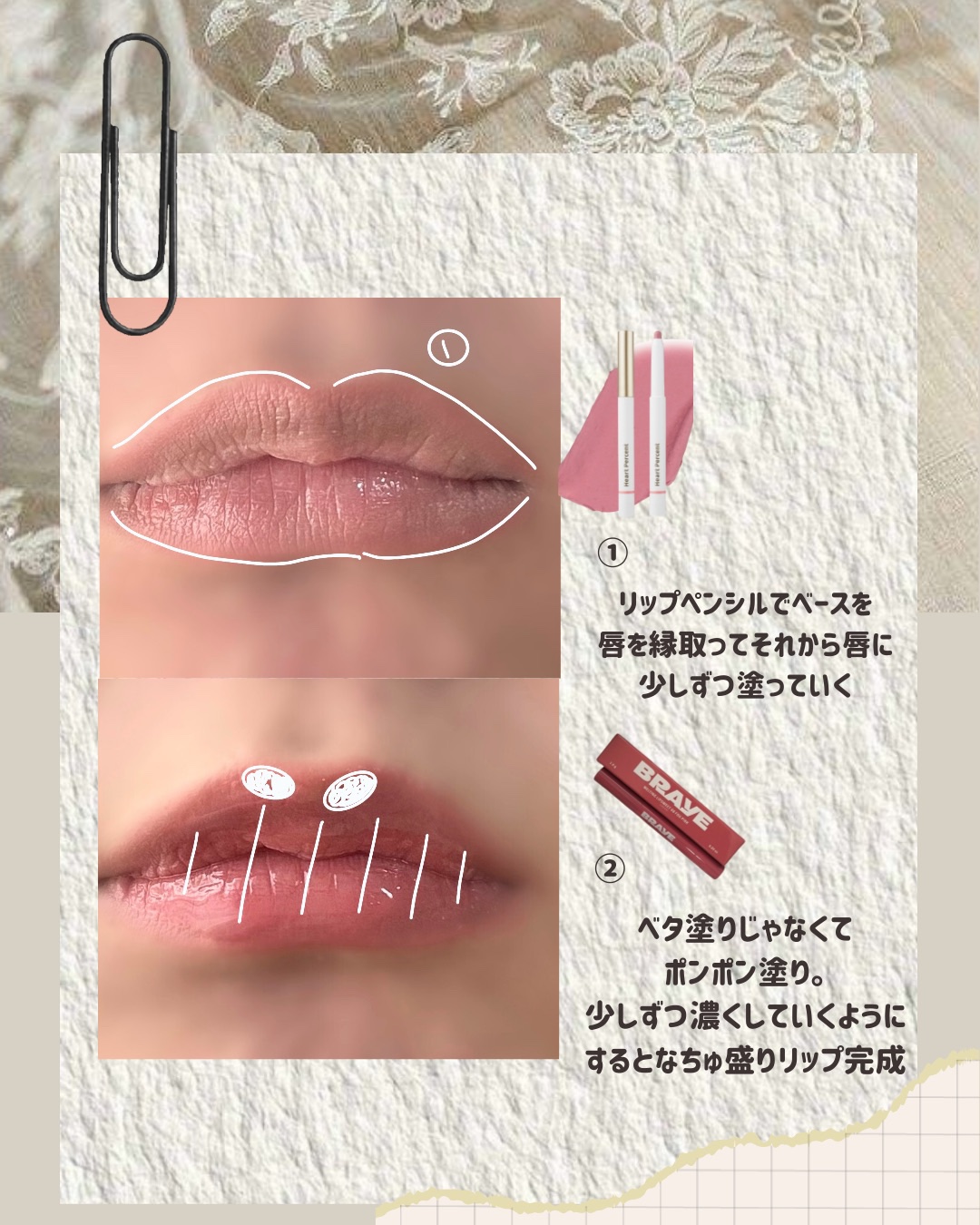 ドットオンムードリップペンシル/Heart Percent/リップライナーを使ったクチコミ（3枚目）