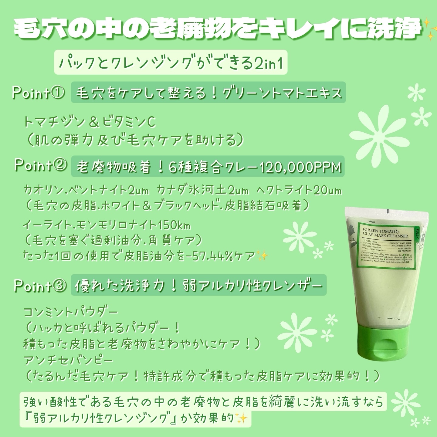 グリーントマトクレイマスククレンザー/FULLY/洗い流すパック・マスクを使ったクチコミ（2枚目）