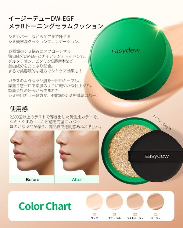 イージーデュー メラB トーニングアンプルクッション/Easydew/クッションファンデーションを使ったクチコミ（3枚目）