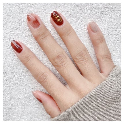 𝘼𝙮𝙪 ❦ 𝑆𝑒𝑙𝑓 𝑁𝑎𝑖𝑙 on LIPS 「❥こんばんは😌paネイルを使ってブラウンメインのニュア..」(5枚目)