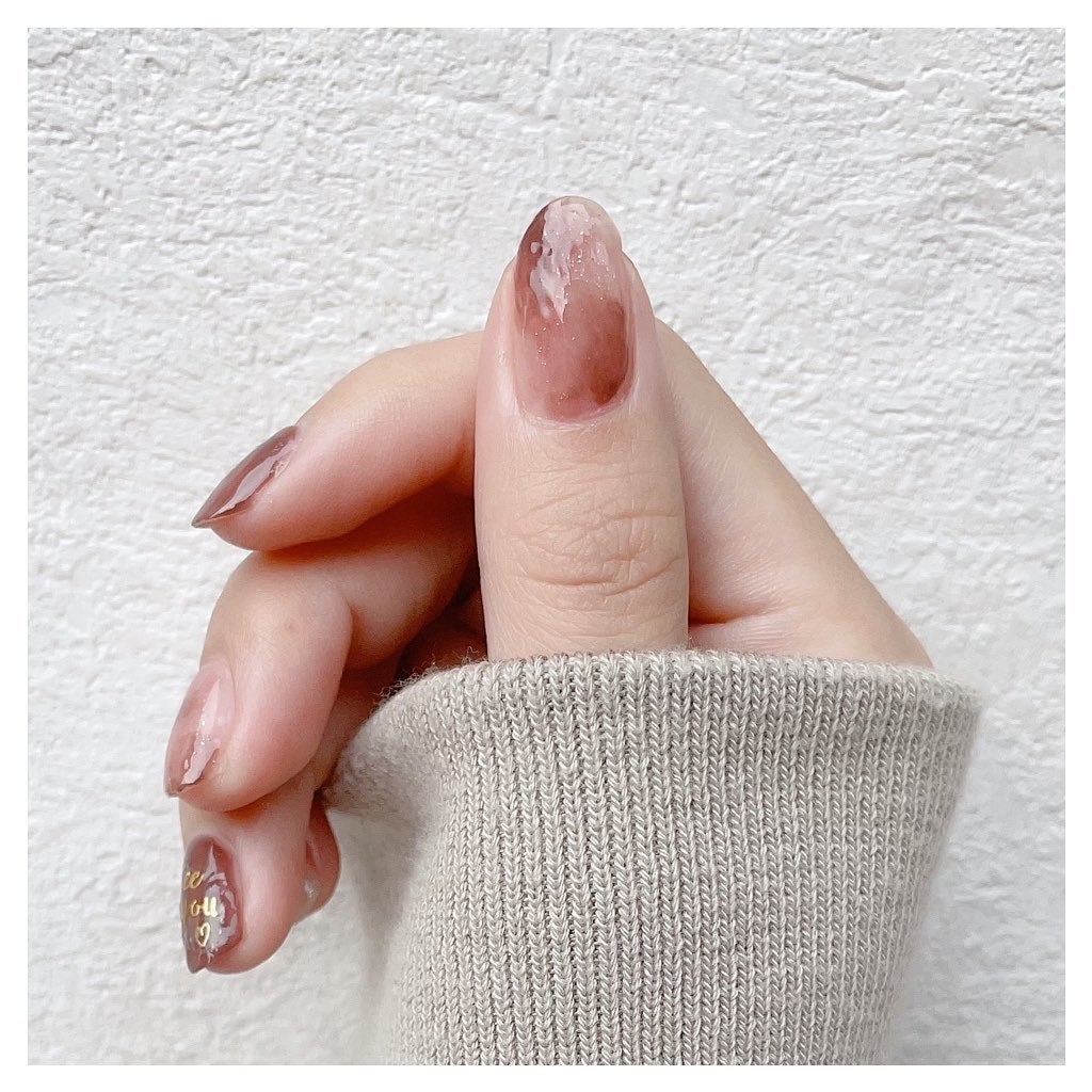 𝘼𝙮𝙪 ❦ 𝑆𝑒𝑙𝑓 𝑁𝑎𝑖𝑙 on LIPS 「❥こんばんは😌paネイルを使ってブラウンメインのニュア..」(3枚目)