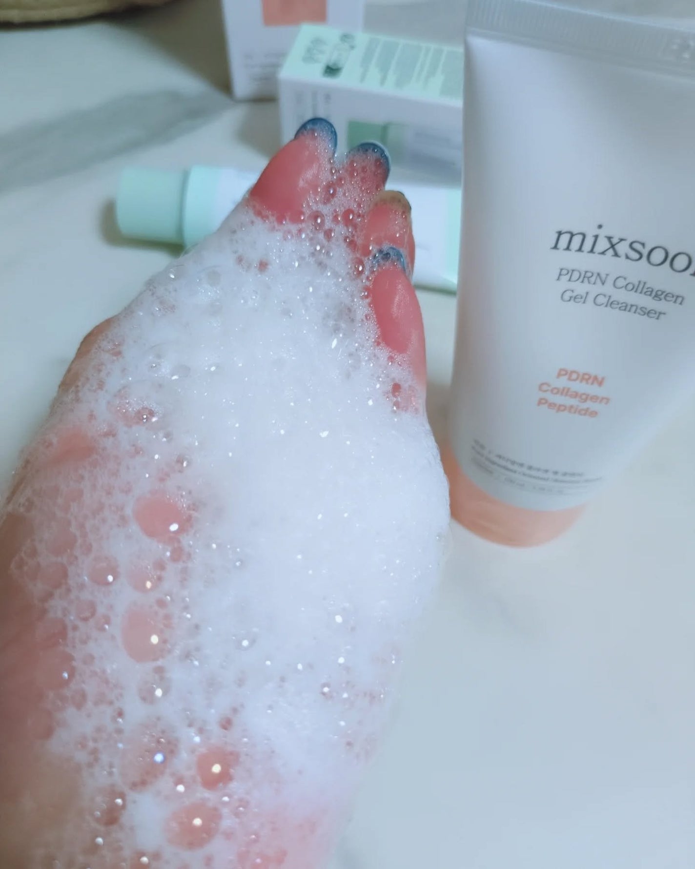 みぃ on LIPS 「mixsoonPDRNコラーゲンジェルクレンザー【お米胚芽由来..」(3枚目)