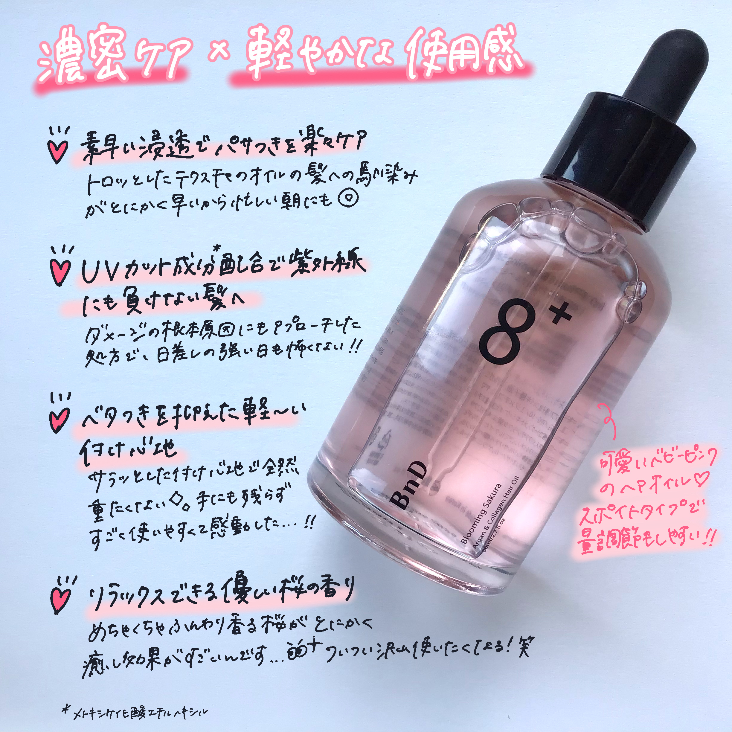 8+ブルーミングヘアオイル　ナチュラルフローラルの香り/BnD/ヘアオイルを使ったクチコミ（2枚目）