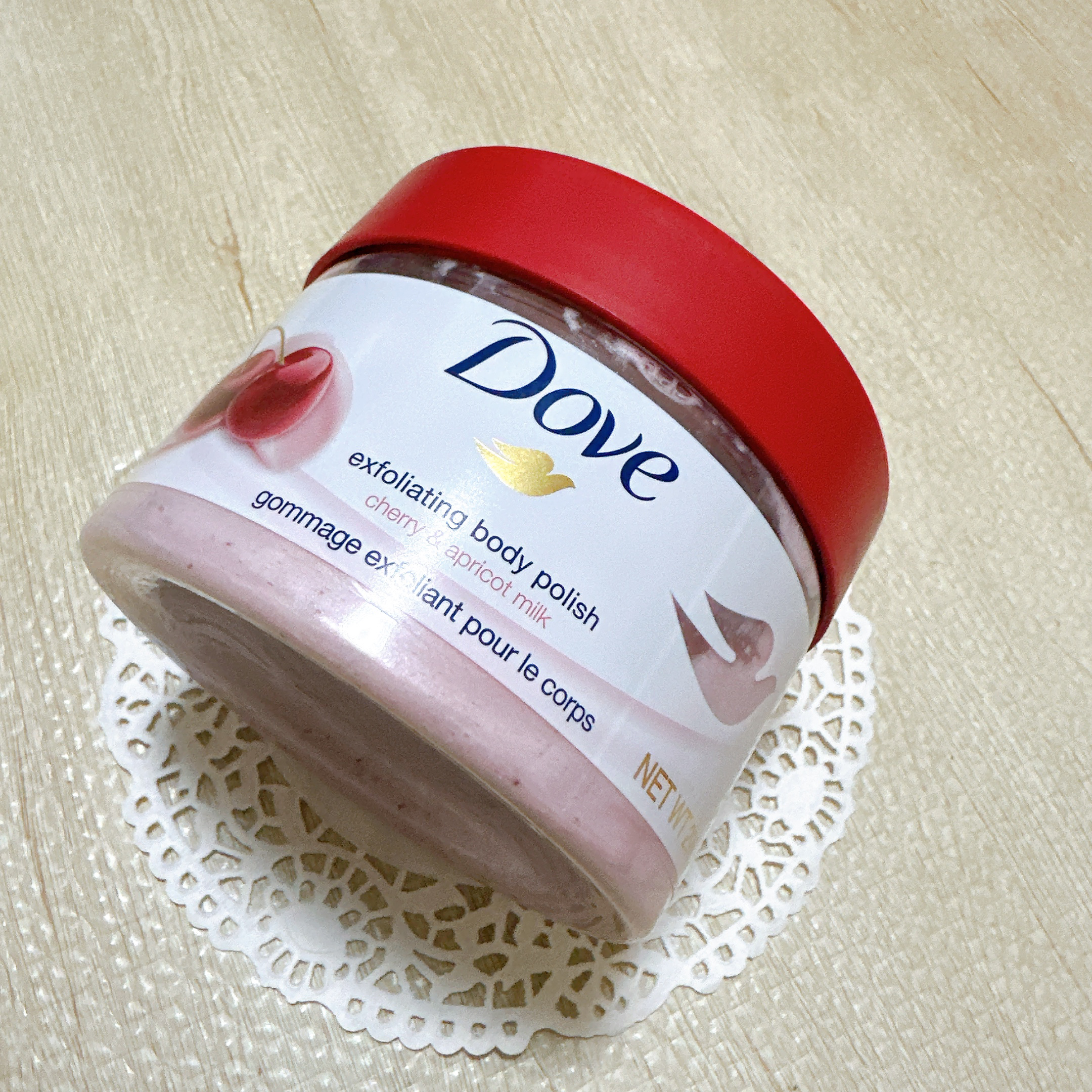 ダヴ ふわとろ　クリーミースクラブ チェリー＆アプリコットミルク/ダヴ/ボディスクラブを使ったクチコミ（2枚目）