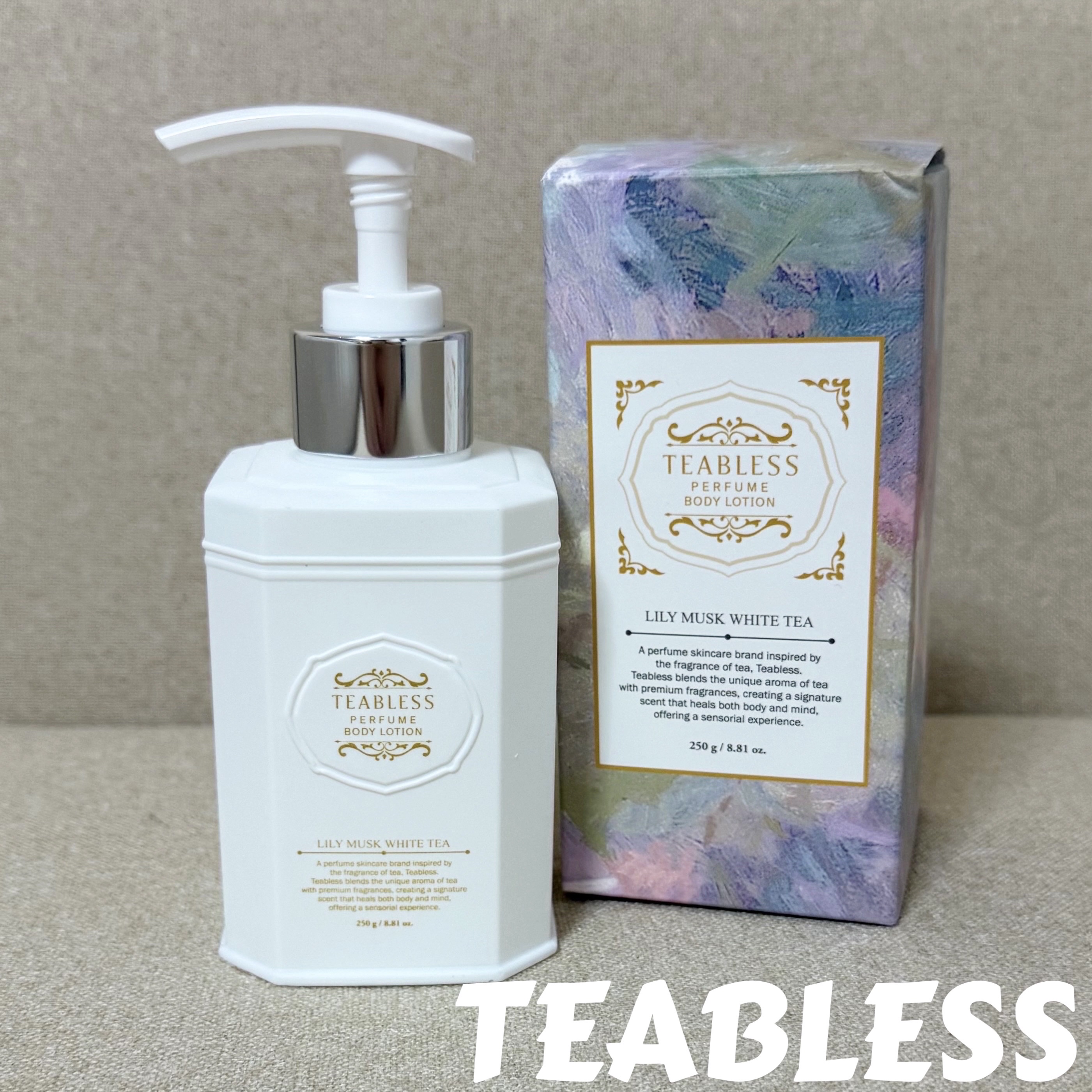 【紅茶の香りでしっとりボディケア🤍】

TEABLESS

☑︎パフュームボディローション
　リリィムスクホワイトティー

繊細なホワイトティー&ムスクで
癒しのボディケアタイムを

────────────

ティーパフューム・ケアブラ