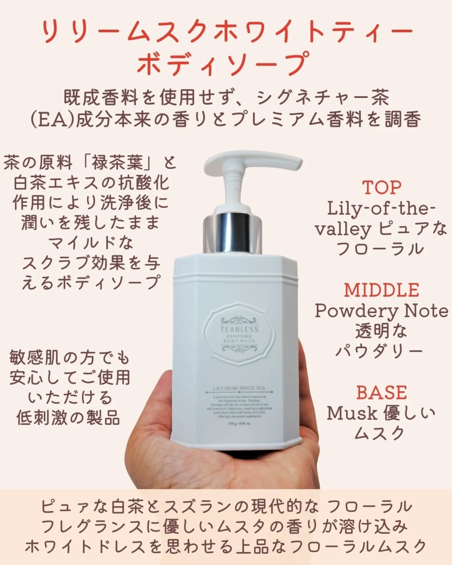 パフュームボディウォッシュ リリームスクホワイトティー/TEABLESS/ボディソープを使ったクチコミ（2枚目）