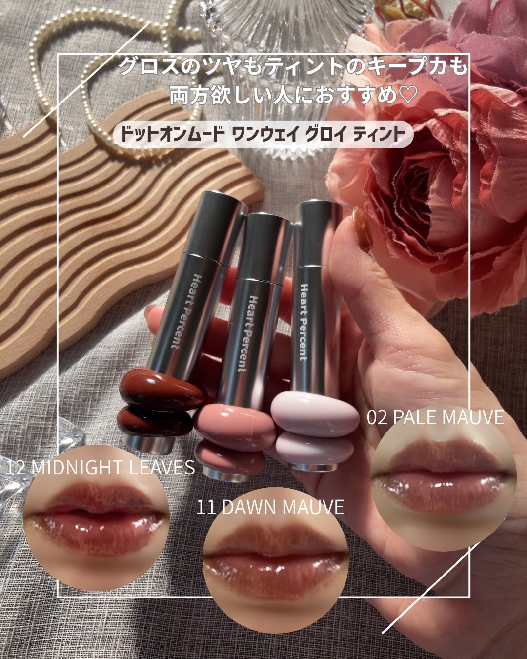 ドットオンムードワンウェイグロイティント/Heart Percent/リップティントを使ったクチコミ（3枚目）