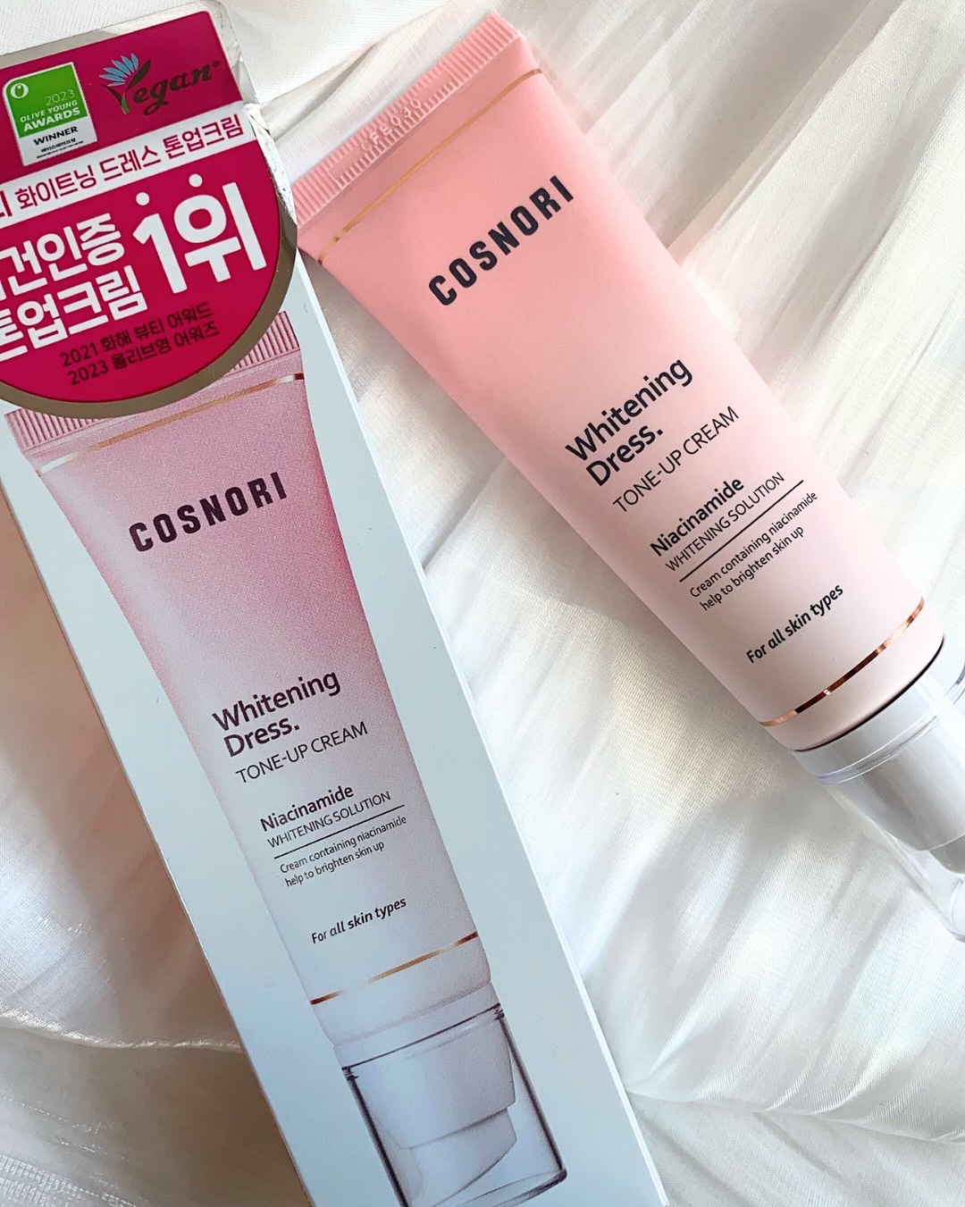 ホワイトニングドレストーンアップクリーム/COSNORI/化粧下地を使ったクチコミ（2枚目）