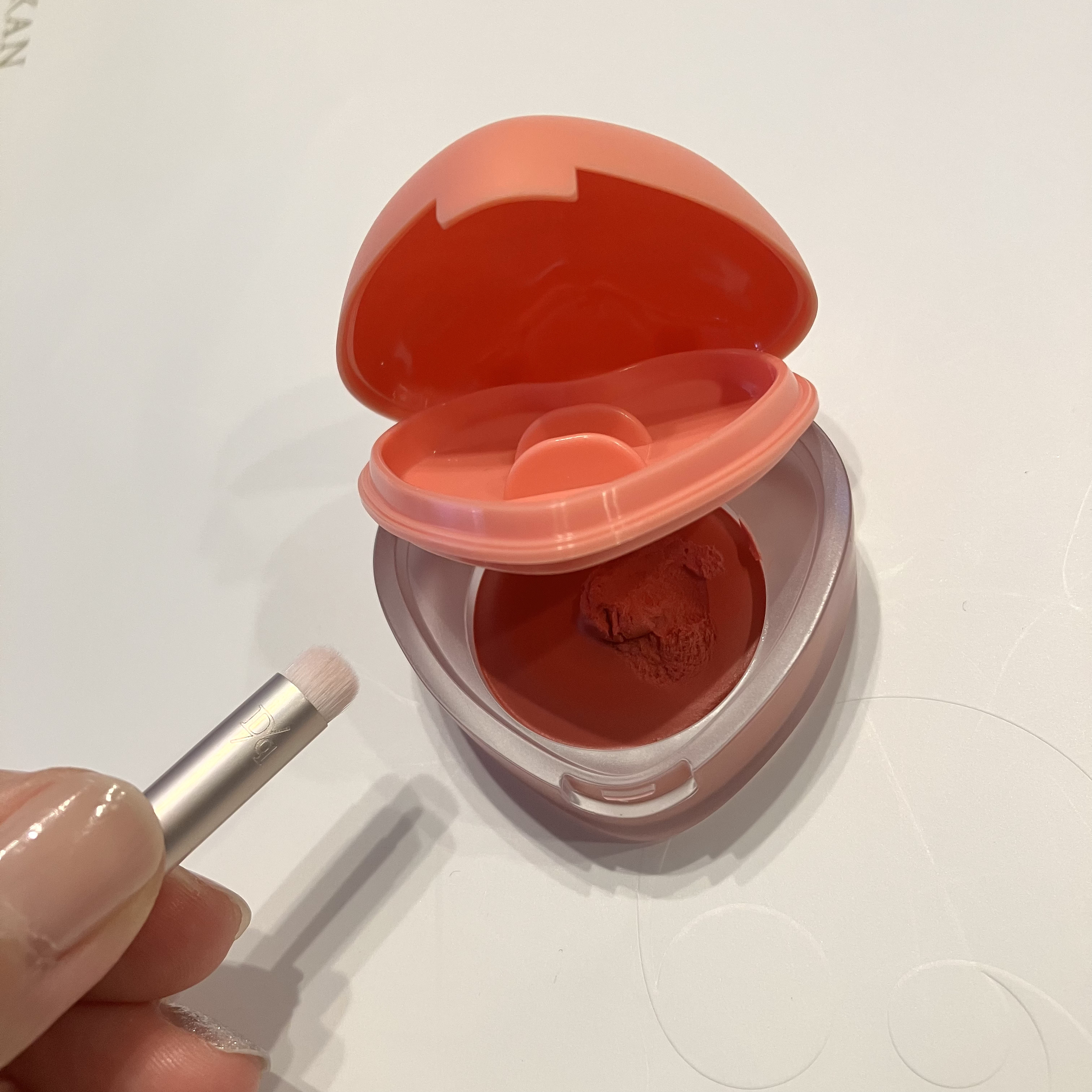 スフレカラーポット 02 ポメロプディング/dasique/口紅を使ったクチコミ（2枚目）