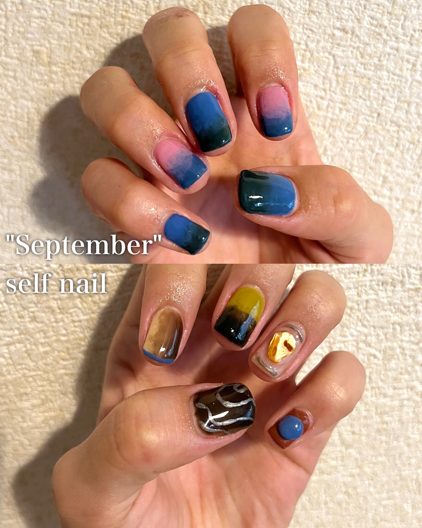 Dechi🐐 on LIPS 「9月セルフネイル💅ネイルだけでも秋仕様に🍂──────────..」(1枚目)