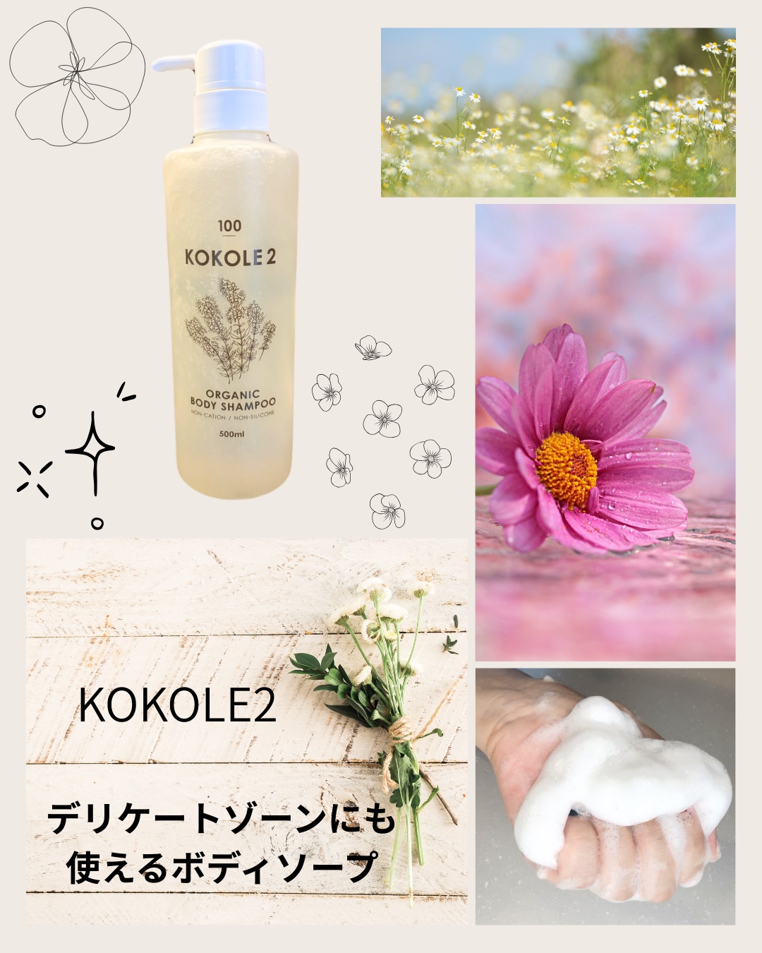 オーガニックボディシャンプー/KOKOLE2/ボディソープを使ったクチコミ（1枚目）