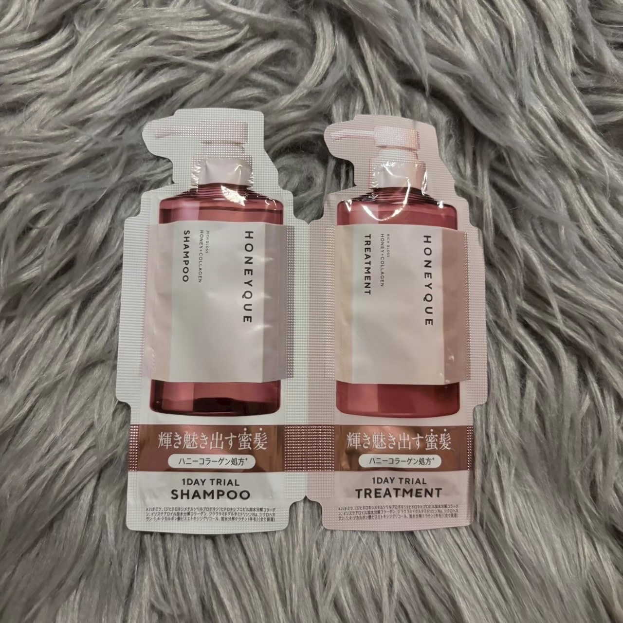 リッチグロス シャンプー シャイニー／ヘアトリートメント シャイニー 1DAYトライアル(シャンプー10ml＋ヘアトリートメント10ml)/ハニーク/市販シャンプーを使ったクチコミ（1枚目）