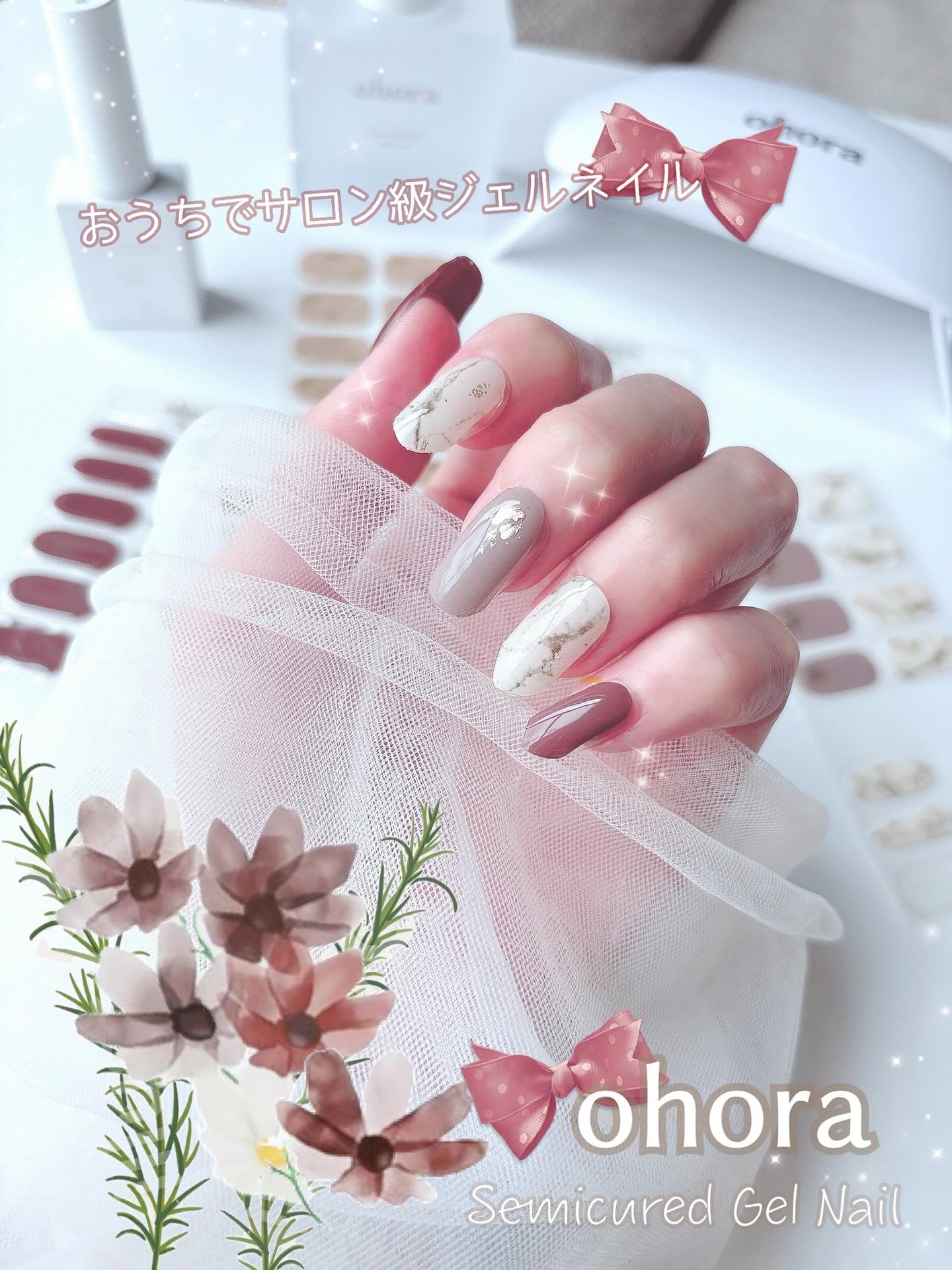 セミキュアジェルネイル（ハンド）/ohora/ネイルシールを使ったクチコミ（1枚目）