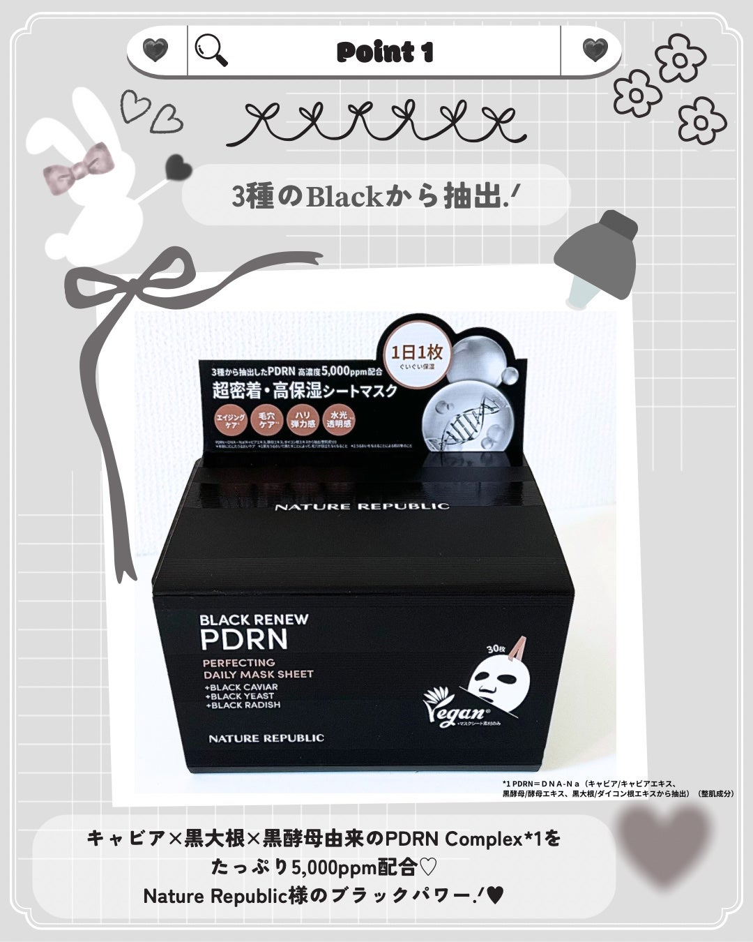 ブラックPDRN デイリーシートマスク/ネイチャーリパブリック/シートマスク・パックを使ったクチコミ(2枚目)