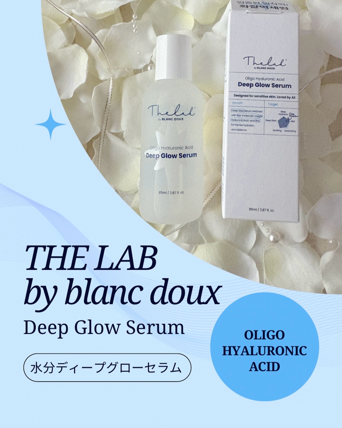 【THE LAB】

うるおいで高密着！浮かない！
化粧ノリUPセラム⤴️✨

Co.📍..：THE LAB by blanc doux
item🔍.：水分ディープグローセラム

《Point💫》
・メイクノリ良くなる効果
　▷低分子