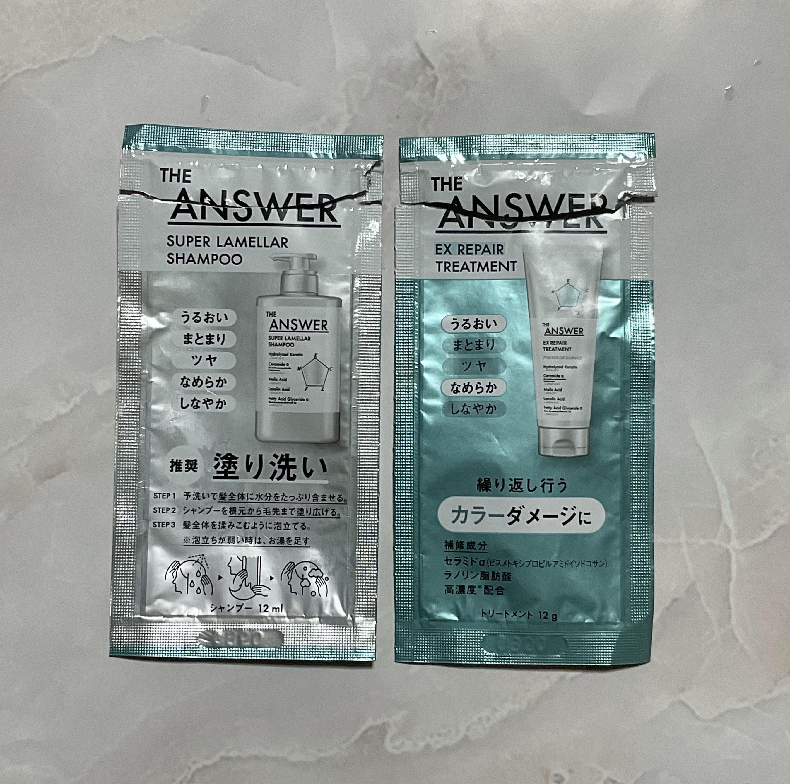 THE ANSWER EXリペアトリートメント FOR COLOR DAMAGE お試し1回分 8g/THE ANSWER/洗い流すヘアトリートメントを使ったクチコミ（1枚目）