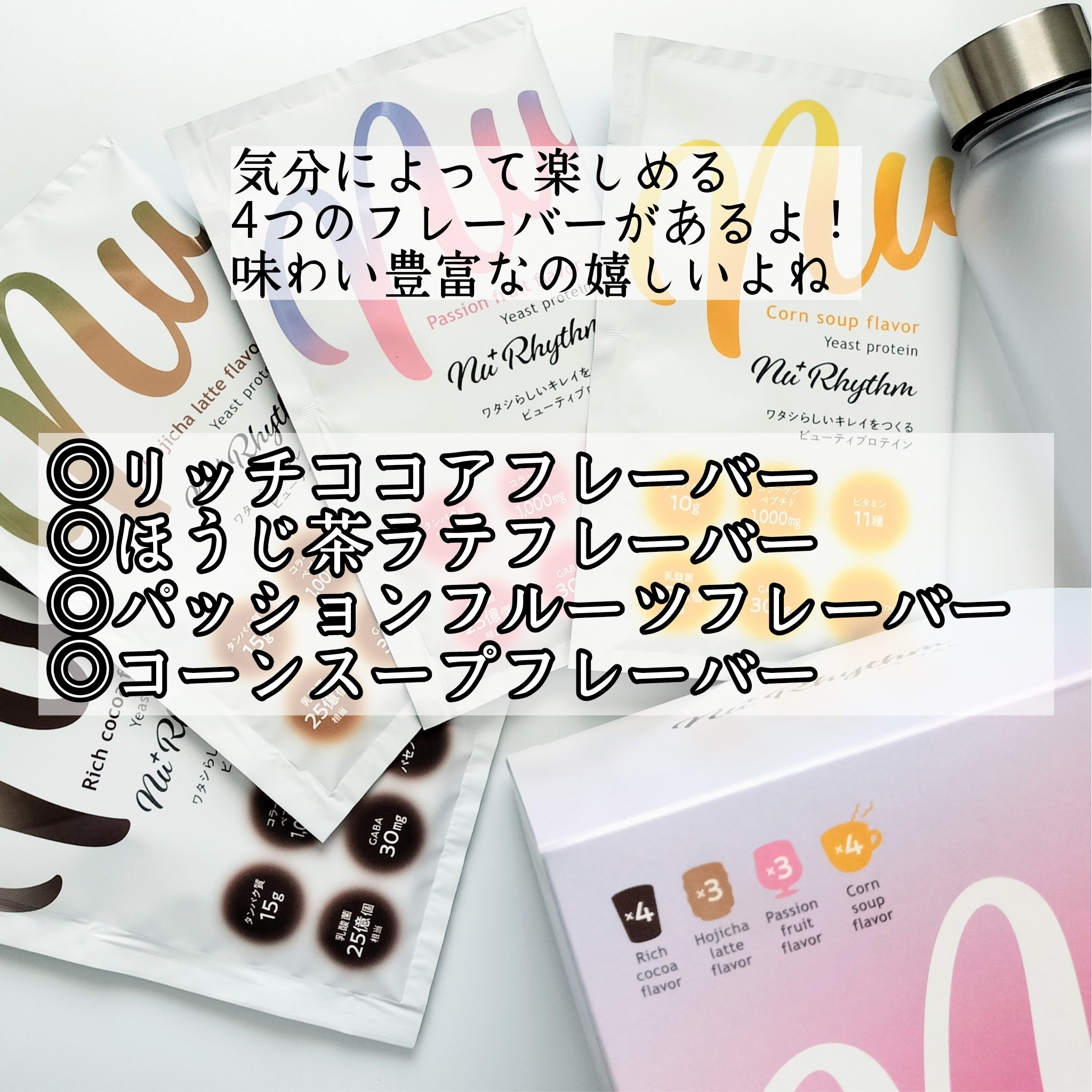 ニューリズム　イースト（※1）プロテイン　アソートセット＜栄養機能食品＞/Nu⁺Rhythm/その他プロテインを使ったクチコミ（2枚目）