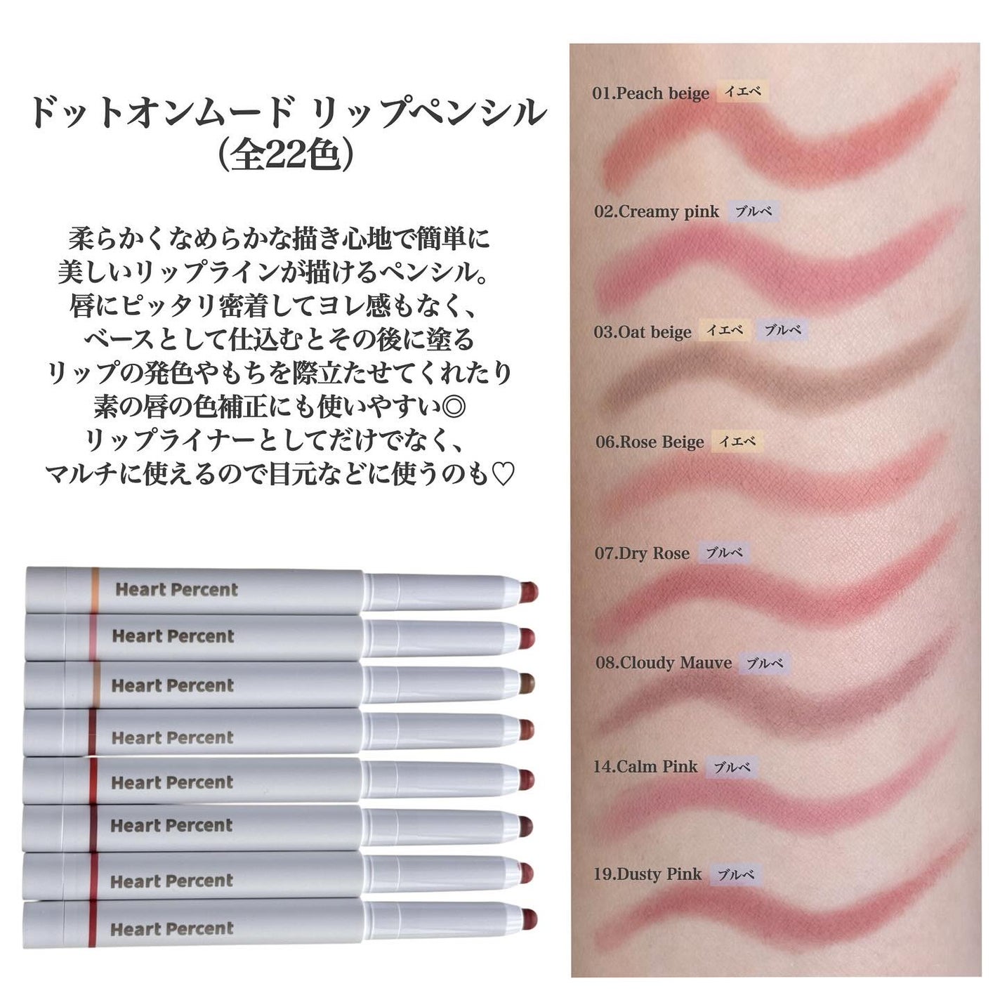 ドットオンムードリップペンシル/Heart Percent/リップライナーを使ったクチコミ(6枚目)