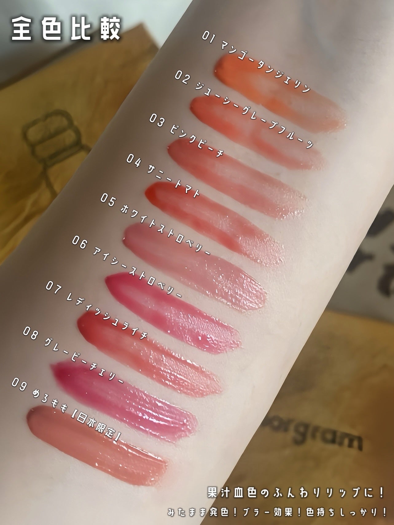 カラーグラム ジューシージャムブラーティント/Colorgram/口紅を使ったクチコミ(5枚目)