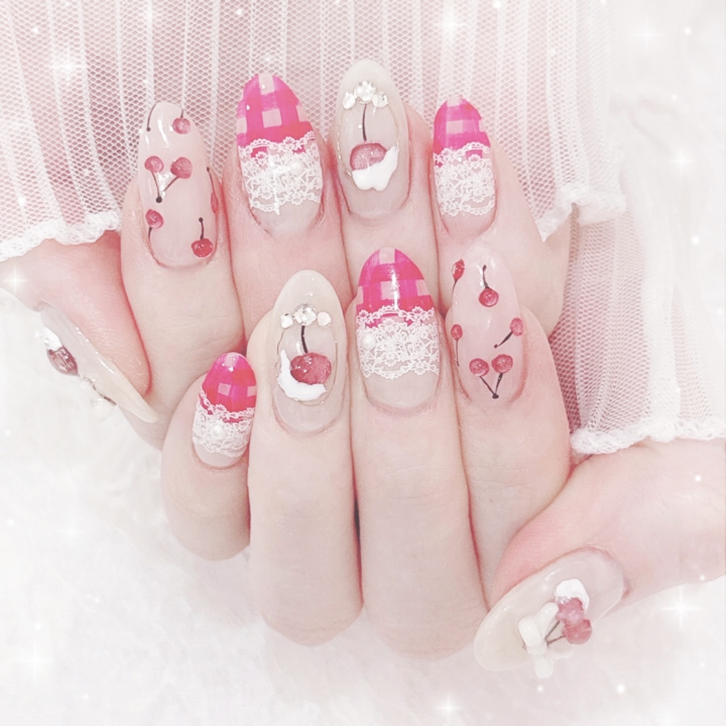 ネイルチップ 量産型 フレンチガーリー 推しネイル ワンホン