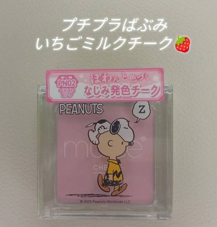 ぽわんチーク PN02 ベビメロピンク(ピーナッツコラボ)(限定) /muice/パウダーチークを使ったクチコミ(1枚目)