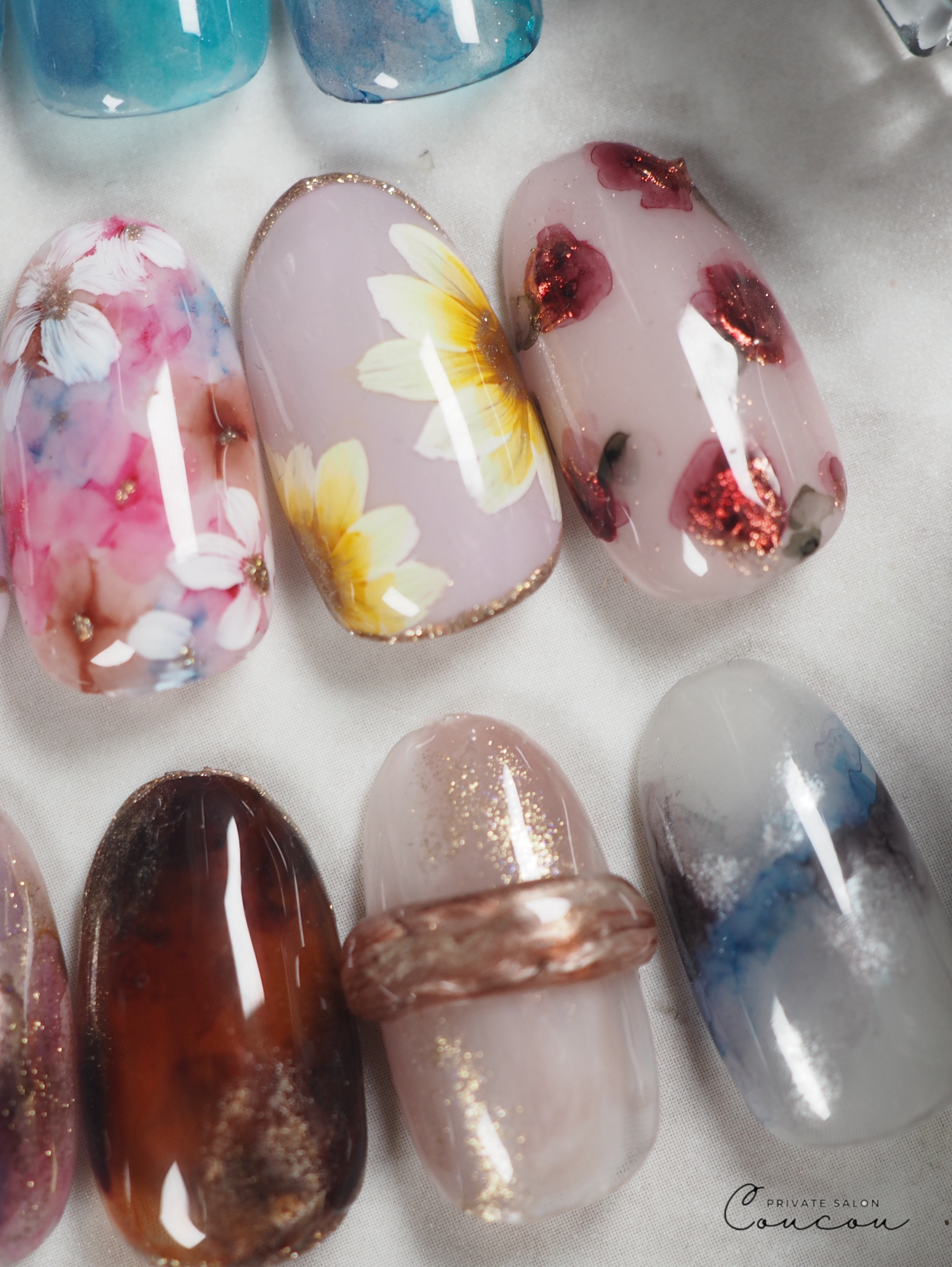 #ジェルネイル,#インクネイル,#水面ネイルのネイルデザイン