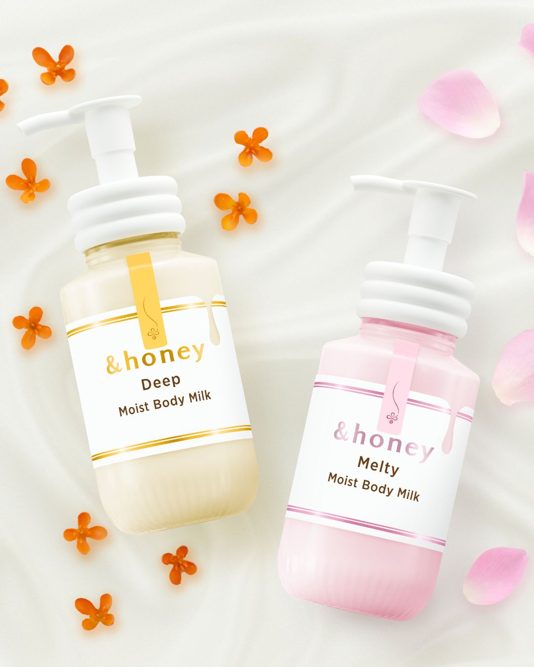 アンドハニーのボディミルクで今から乾燥対策しませんか？🍼✨

🧡ディープ：しっとり包み込むミルク金木犀ハニーの香り
🩷メルティ：うるさら肌に導くミルクブーケハニーの香り

なめらかなテクスチャーで、肌にとけこむようになじんで
お風呂あ