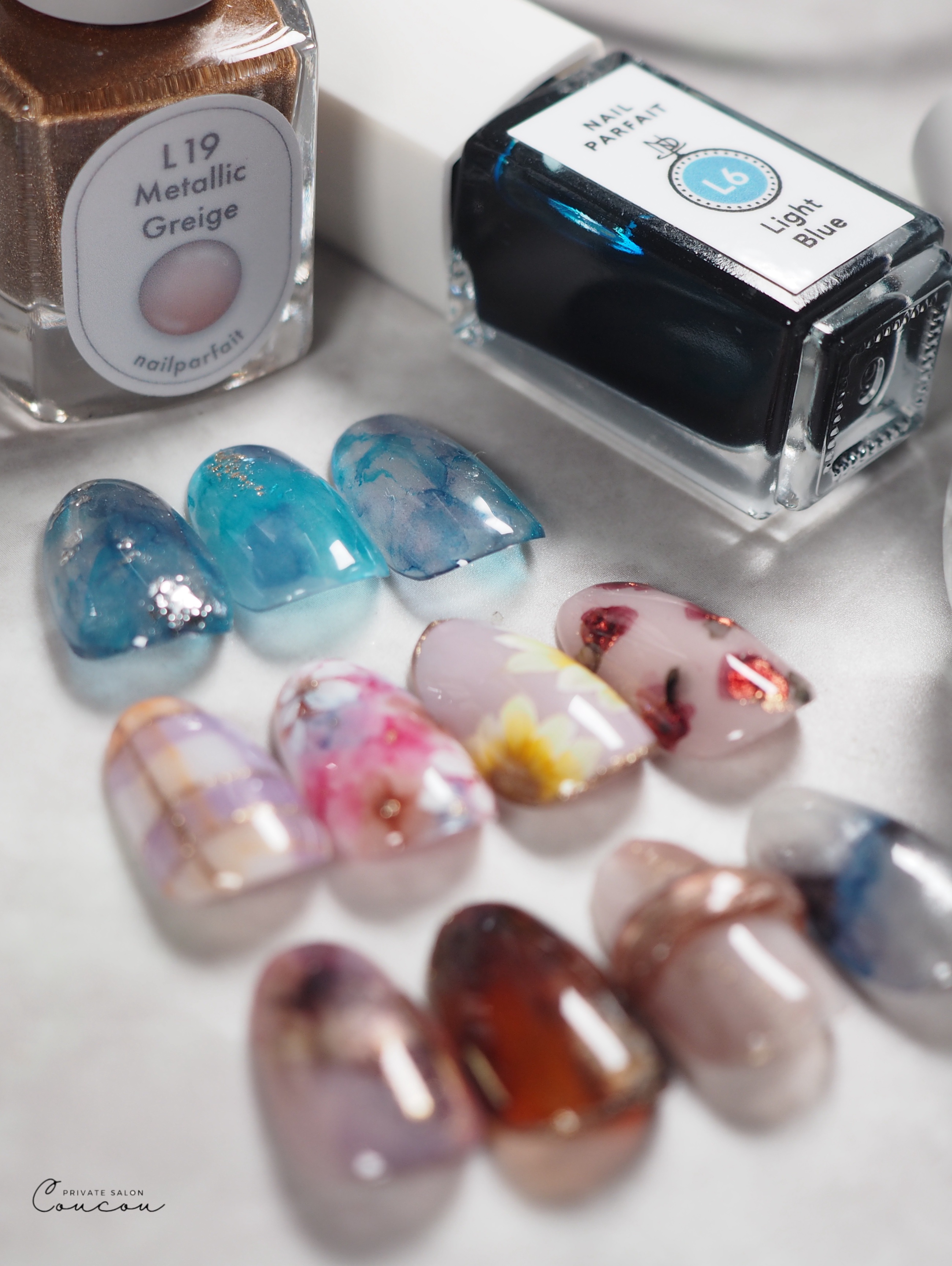 #ジェルネイル,#インクネイル,#水面ネイルのネイルデザイン