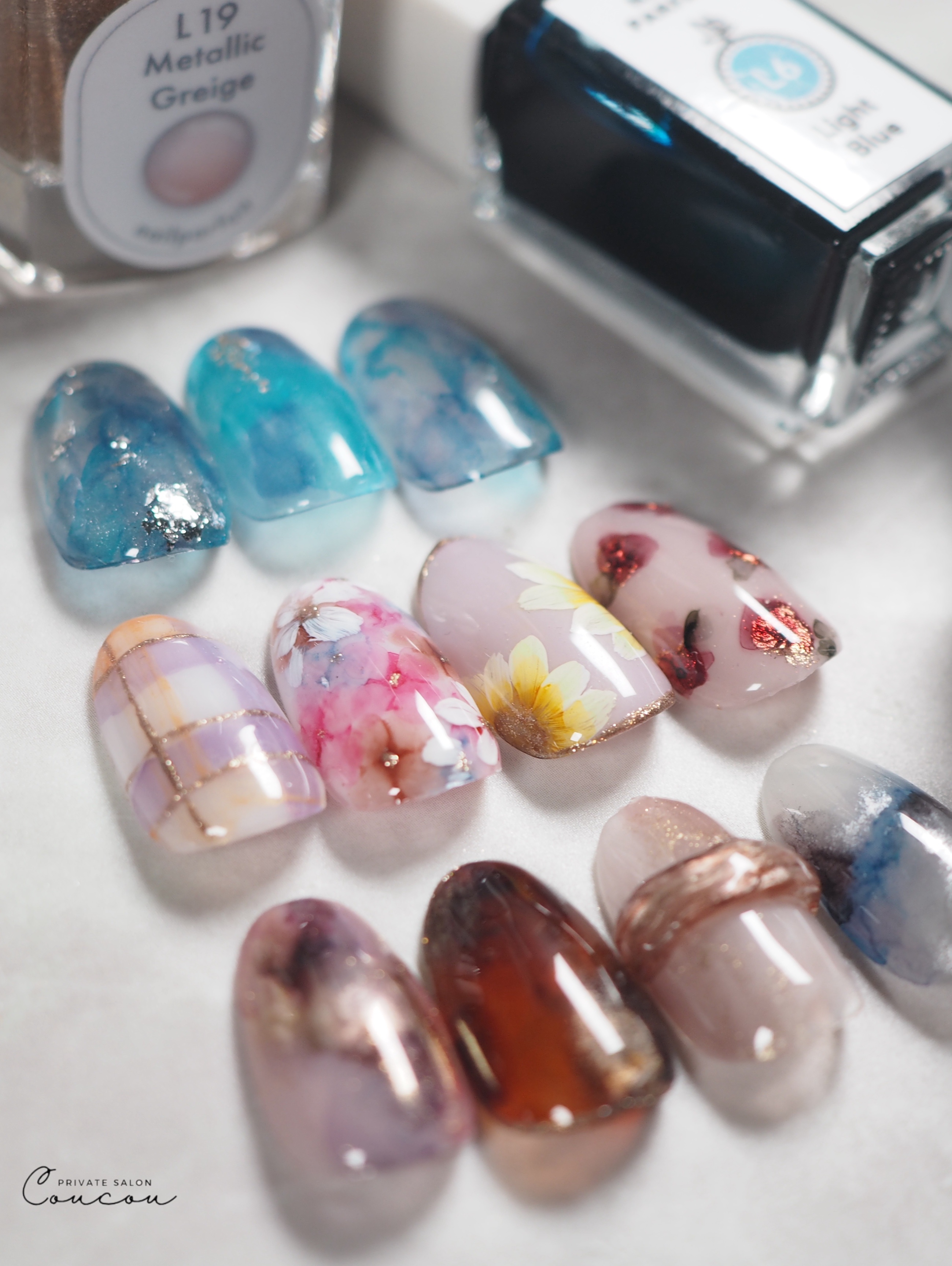 #ジェルネイル,#インクネイル,#水面ネイルのネイルデザイン