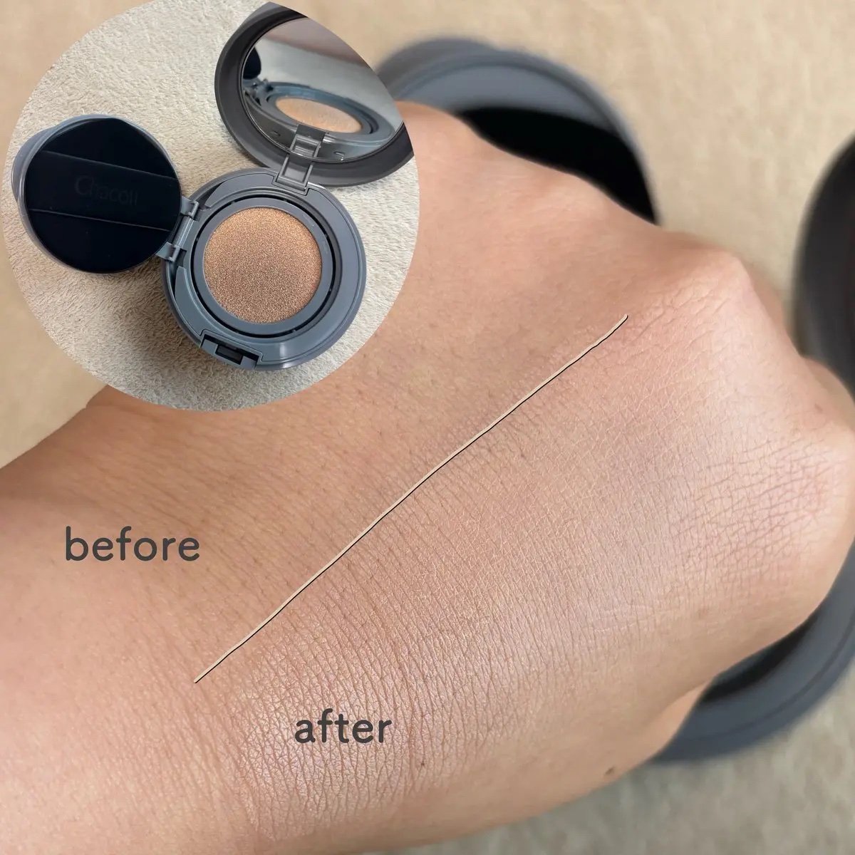 チャコット グラスヴェール クッションファンデーション 520 ライトベージュ/チャコット・コスメティクス/クッションファンデーションを使ったクチコミ（2枚目）