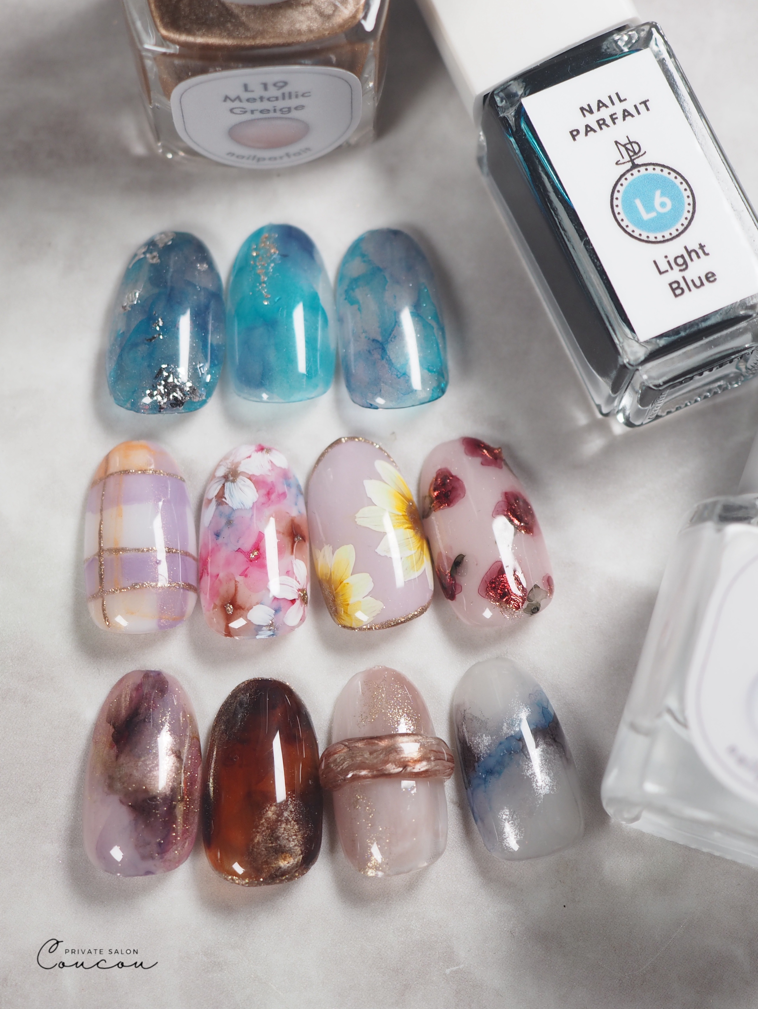 #ジェルネイル,#インクネイル,#水面ネイルのネイルデザイン