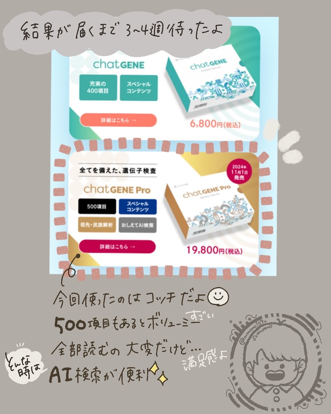 chatGENE/chatGENE/遺伝子検査キットを使ったクチコミ(2枚目)