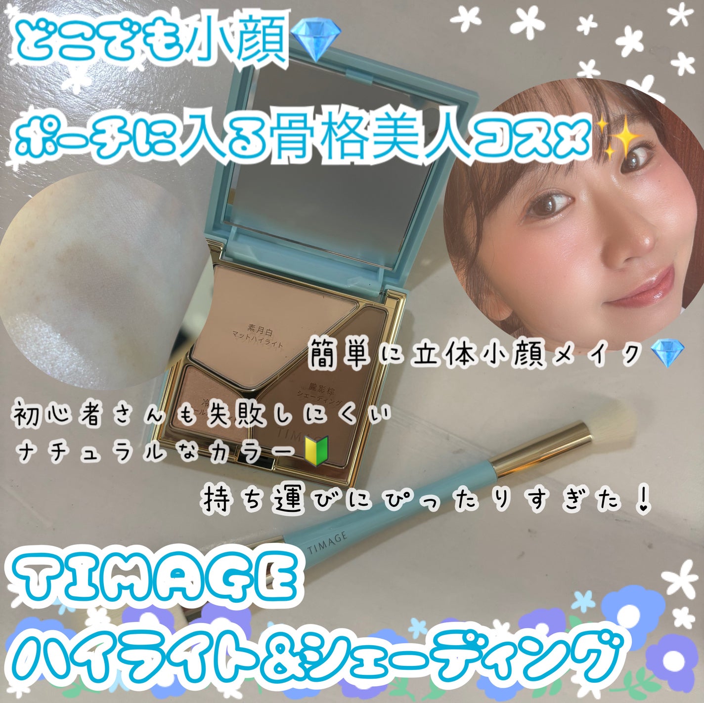 ハイライトシェーディングパレット ミニセット/TIMAGE/パウダーハイライトを使ったクチコミ(1枚目)