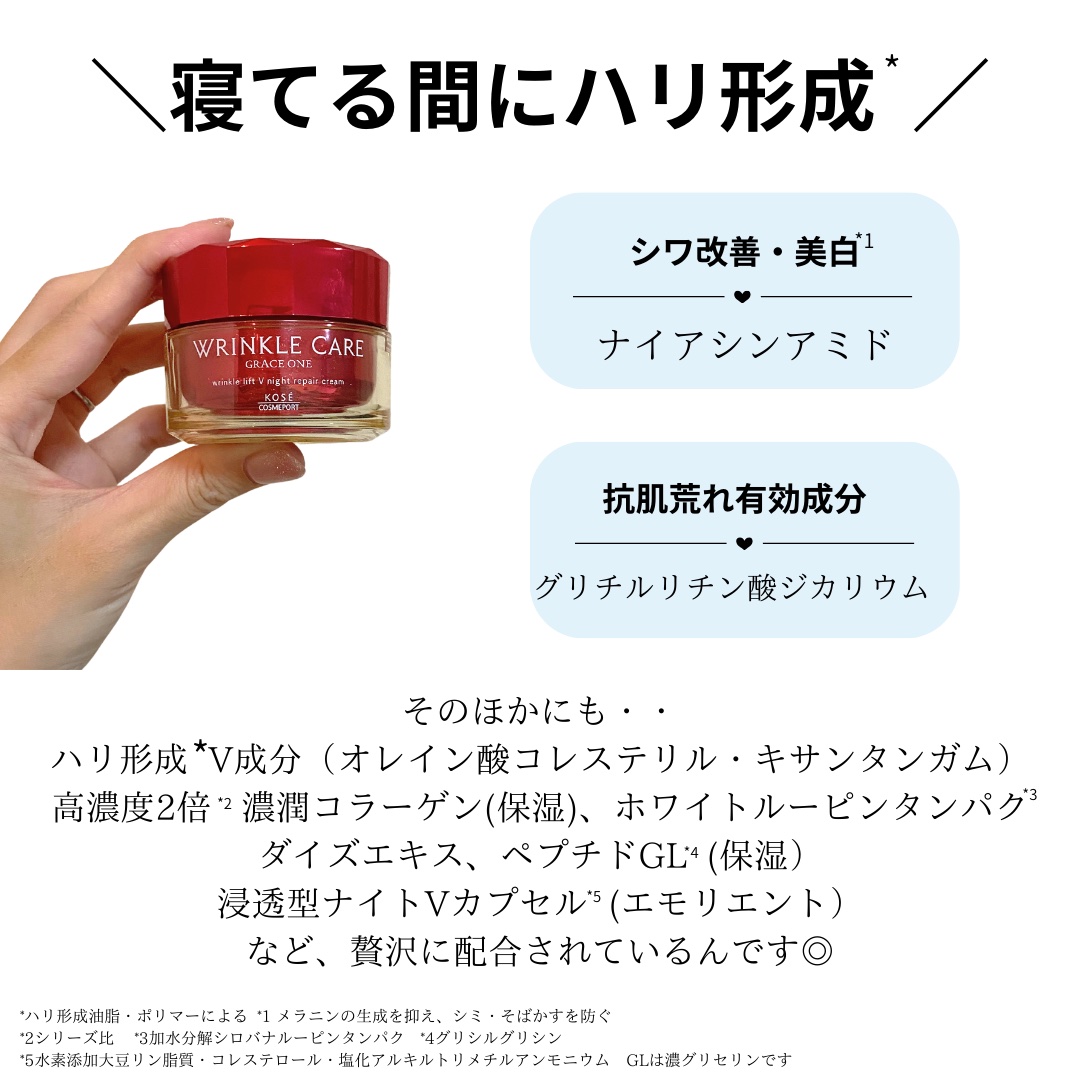 グレイス ワン リンクルケア リンクルリフトＶ ナイトリペアクリーム/グレイスワン/フェイスクリームを使ったクチコミ（3枚目）