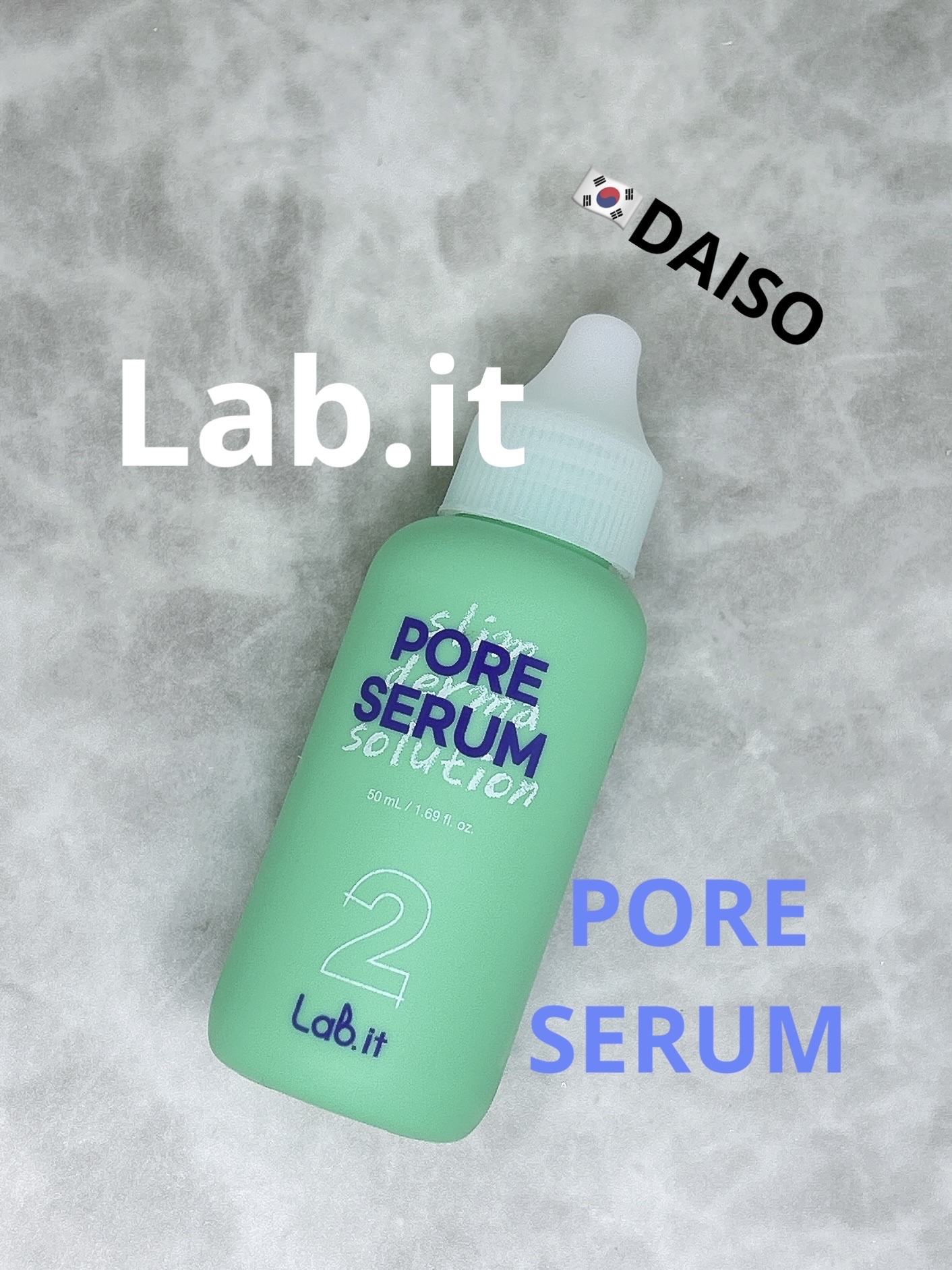 Lab.it
ポアセラム

🇰🇷DAISOで購入☝️イオンでも買えるよ。
Lab.it（ラビット）は、Dr.Gがプロデュースする毛穴ケアに特化したスキンケアブランド✨

容器をそのまま押して出すタイプ、とろみのあるみずみずしいセラムで毛