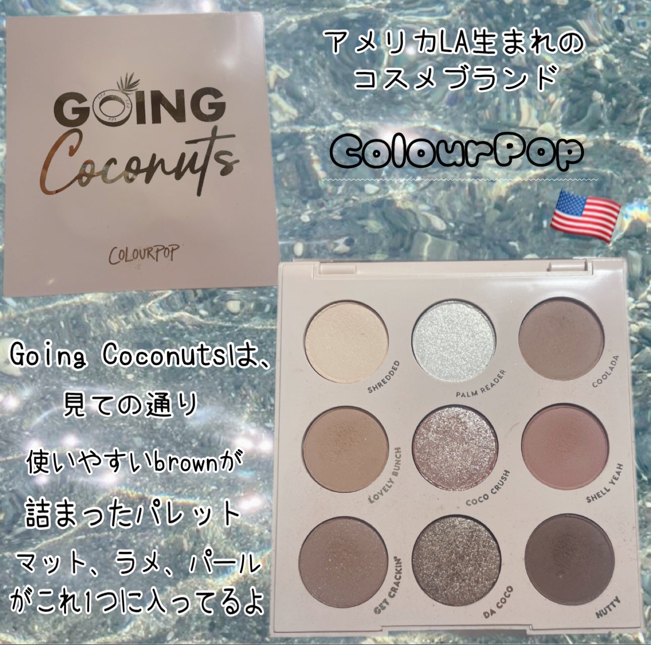 Going Coconuts Bronzed Eyeshadow Palette/ColourPop/アイシャドウパレットを使ったクチコミ(2枚目)