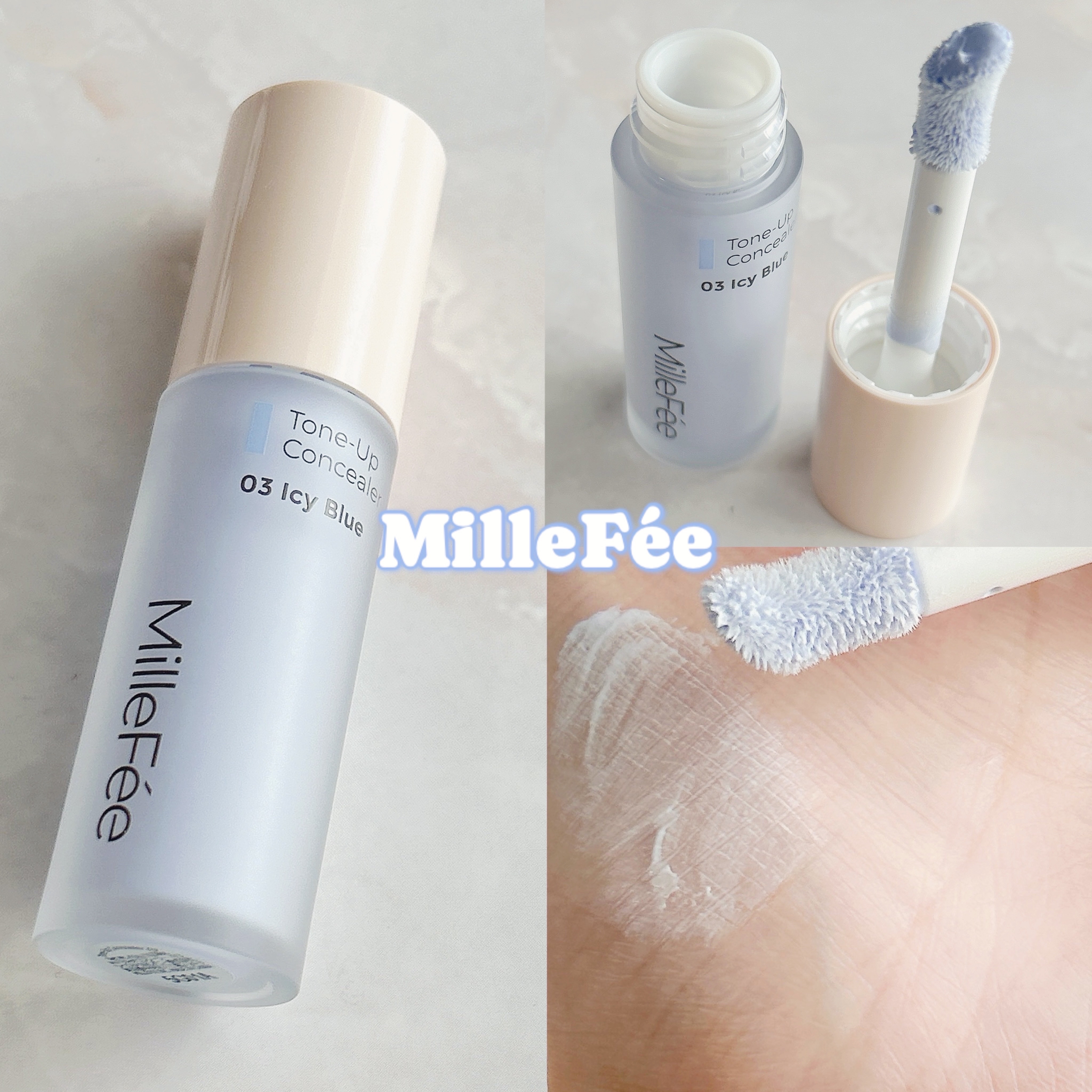 🪞MilleFée

トーンアップコンシーラー
03　アイシーブルー🩵

ー「顔の凹み」を自然にトーンアップし、「肌悩み」をさりげなくカバー。
「ふっくらとした頬」を演出して、「透明感」と「みずみずしさ」を仕込むんでくれる
レフ板のよう