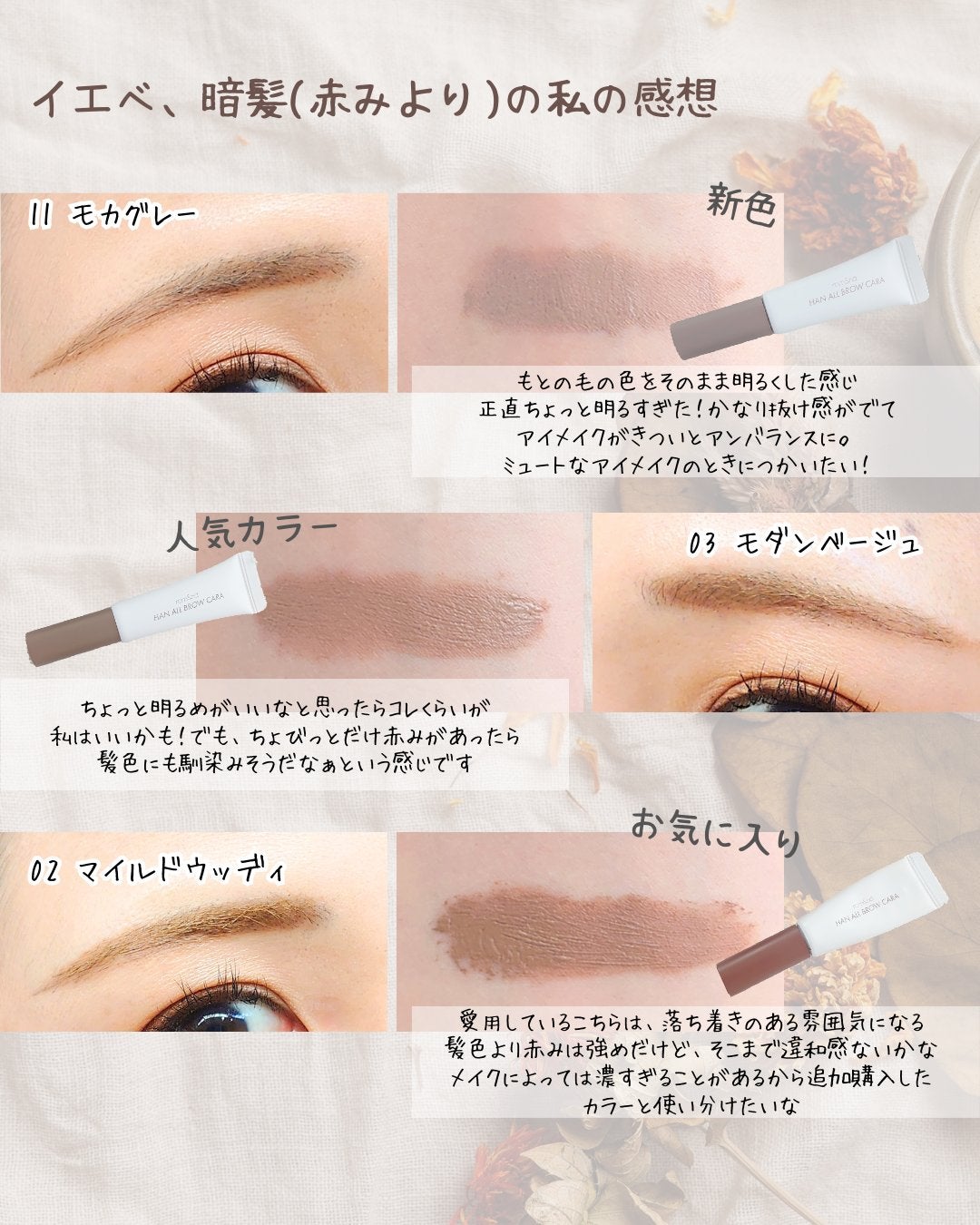 ハンオールブロウカラ/rom&nd/眉マスカラを使ったクチコミ(4枚目)