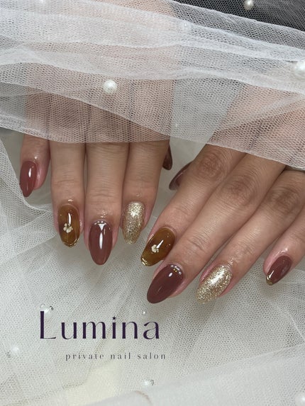 #ジェルネイル,#ネイル,#秋ネイル,#べっ甲ネイル,#押し花ネイル,#鹿児島市ネイル,#鹿児島ネイルのネイルデザイン