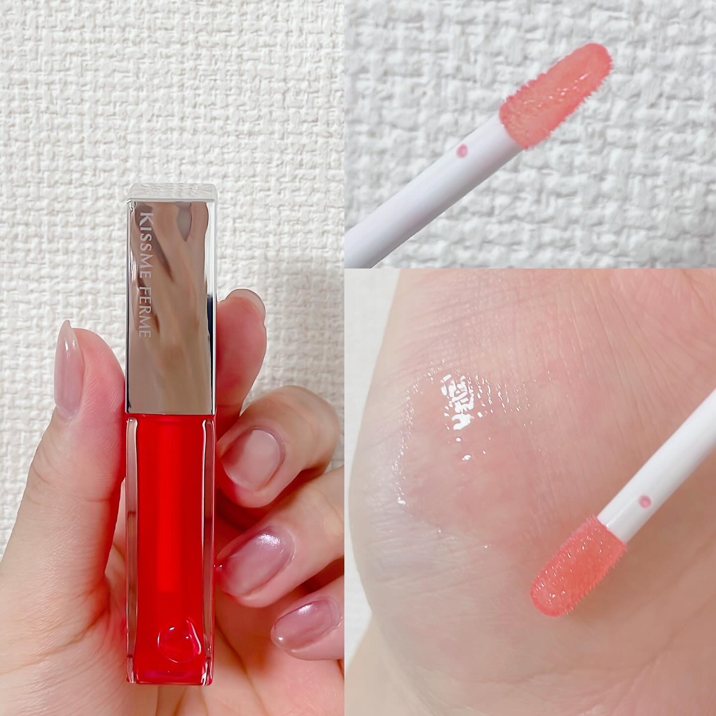 キスミー　フェルム　ヒアルガラスリップ 02 ゼリーレッド/キスミー フェルム/リップグロスを使ったクチコミ（2枚目）
