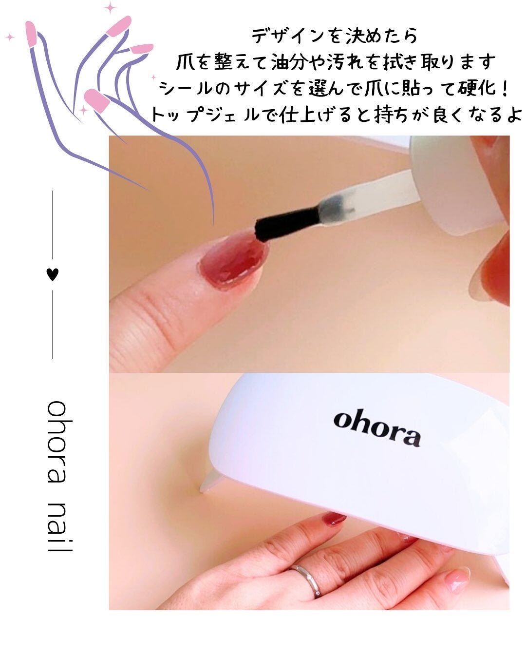 セミキュアジェルネイル(ハンド)/ohora/ネイルシールを使ったクチコミ(4枚目)