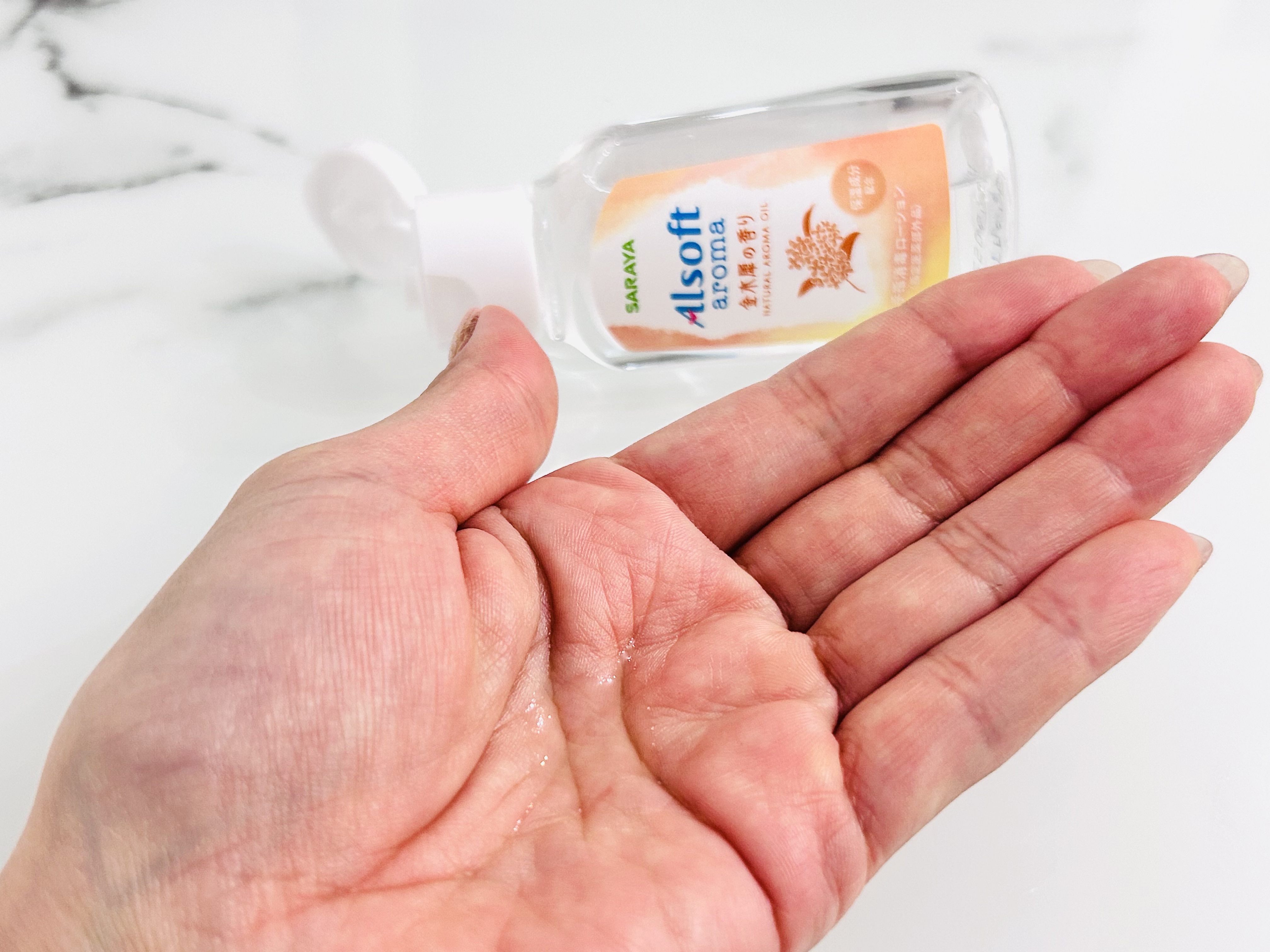 商品名  アルソフトアロマ 手指消毒ローション 金木犀の香り  ［指定医薬部外品］/サラヤ/ハンドジェルを使ったクチコミ（2枚目）