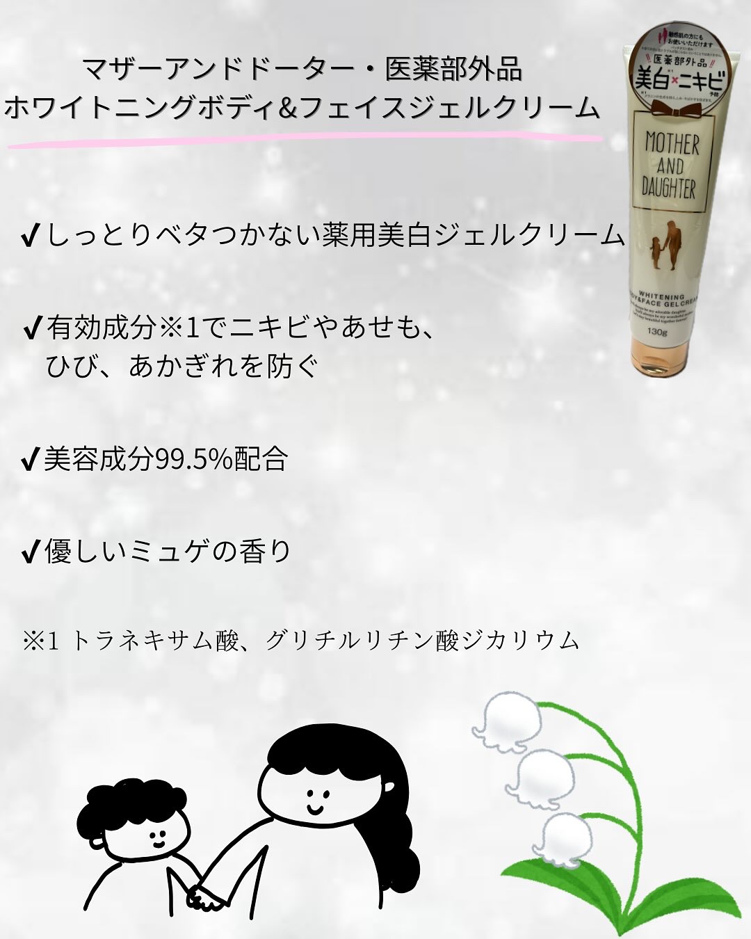 ホワイトニング ボディ&フェイスジェルクリーム【医薬部外品】/Mother&Daughter/フェイスクリームを使ったクチコミ（2枚目）