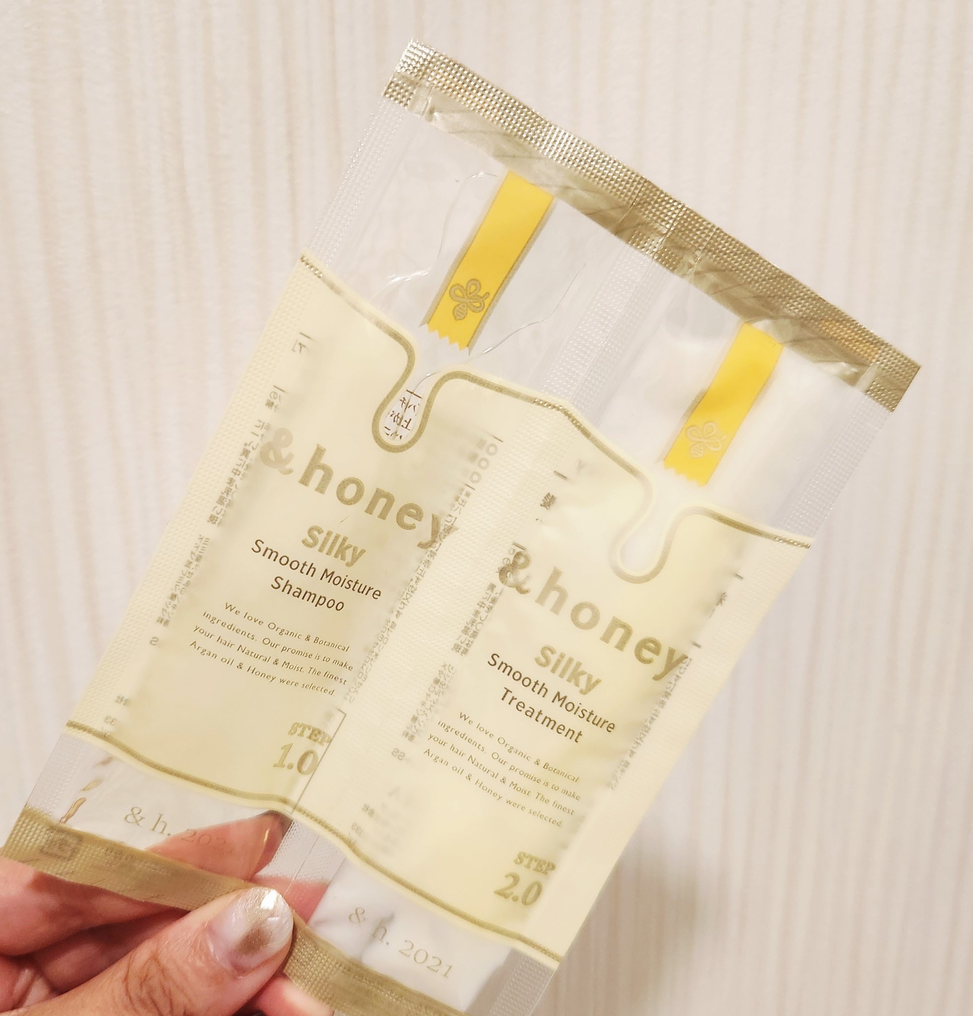 シルキー　スムースモイスチャー　シャンプー　1.0/ヘアトリートメント　2.0 お試し（シャンプー10ml＋トリートメント10g）/&honey/市販シャンプーを使ったクチコミ（1枚目）