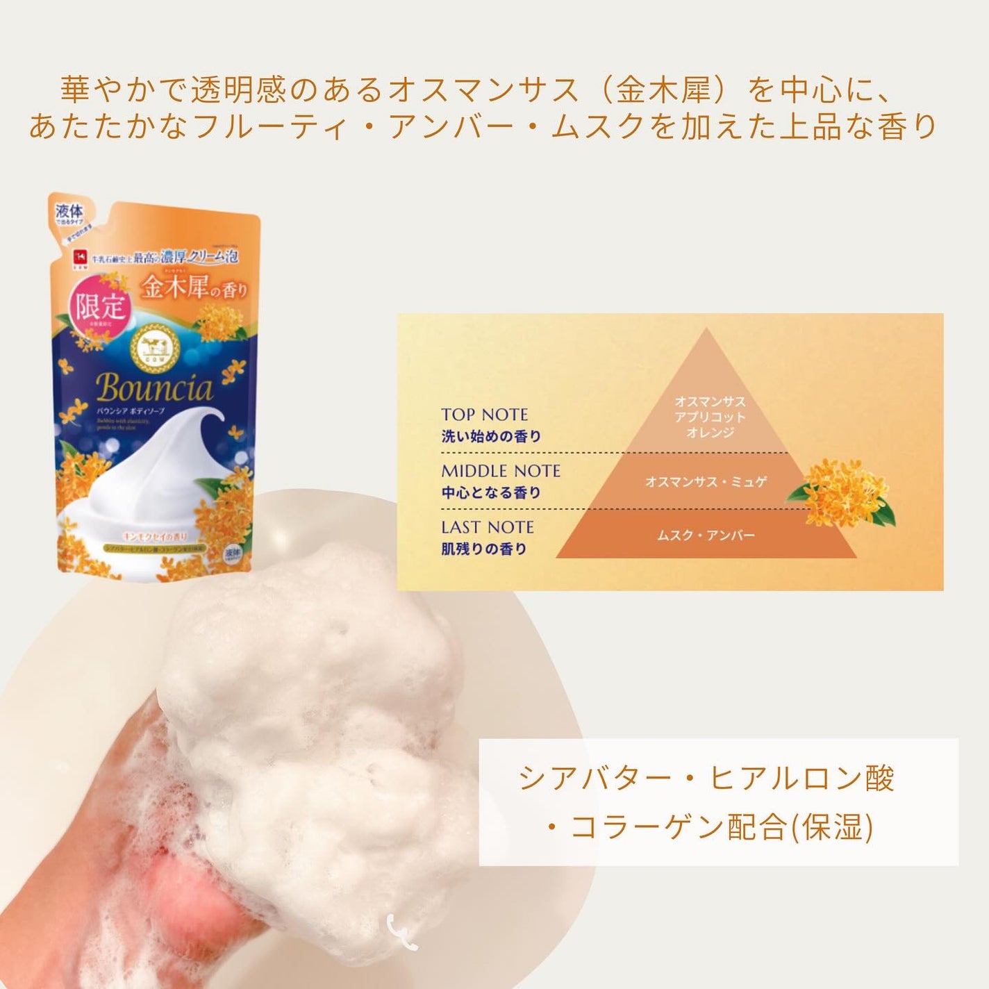 バウンシア ボディソープ キンモクセイの香り 詰替用/Bouncia/ボディソープを使ったクチコミ(3枚目)