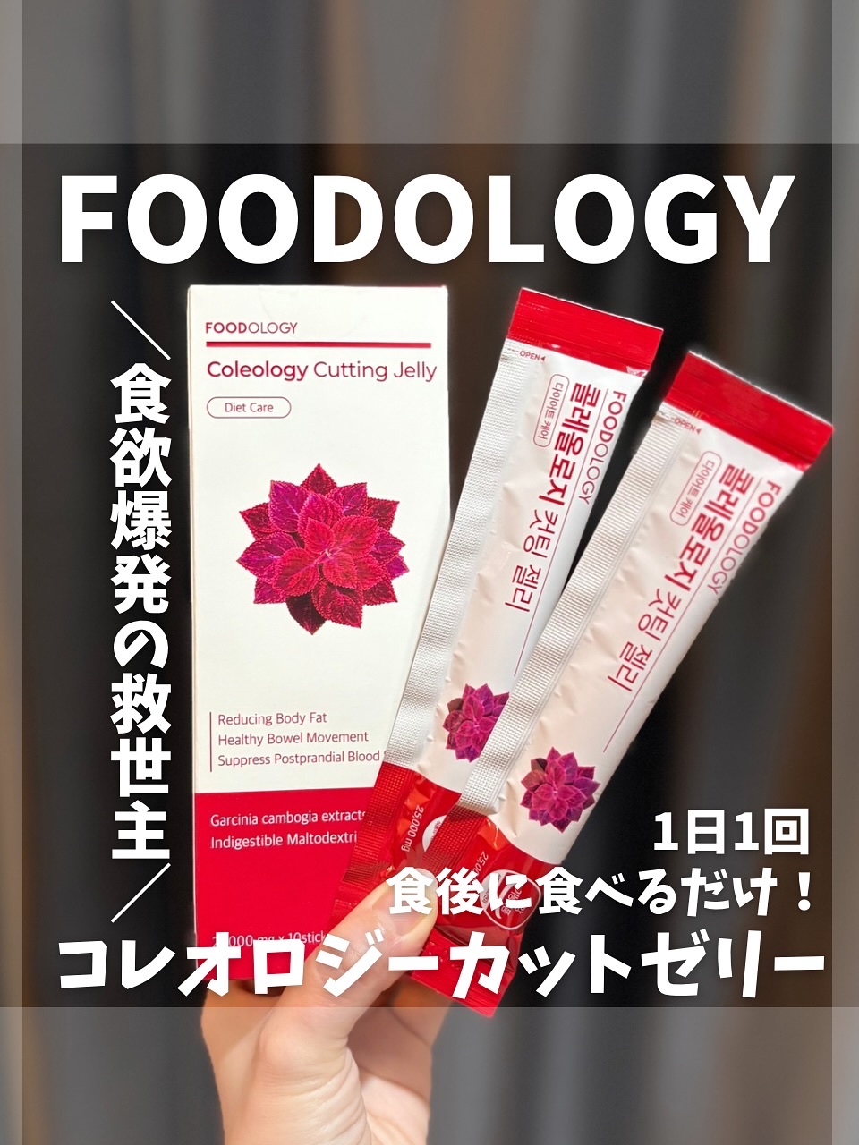 FOODOLOGY　コレオロジーカットゼリー

＼食べるコスメ／
大人気ダイエットサポートゼリー♥️

✅ガルシニアカンボジアエキス(HCA)配合
✅難消化性マルトデキストリン配合

「炭水化物が好きでつい食べ過ぎちゃう」「食後の重さや血糖